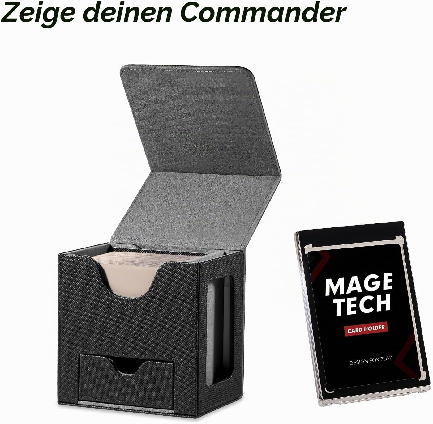 Thumbnail 1 de Mage Tech Commander Deck Box für MTG – Patentiertes Design, Commander Display, 100 Kartenkapazität, 35pt Kartenhalter, Würfelablage