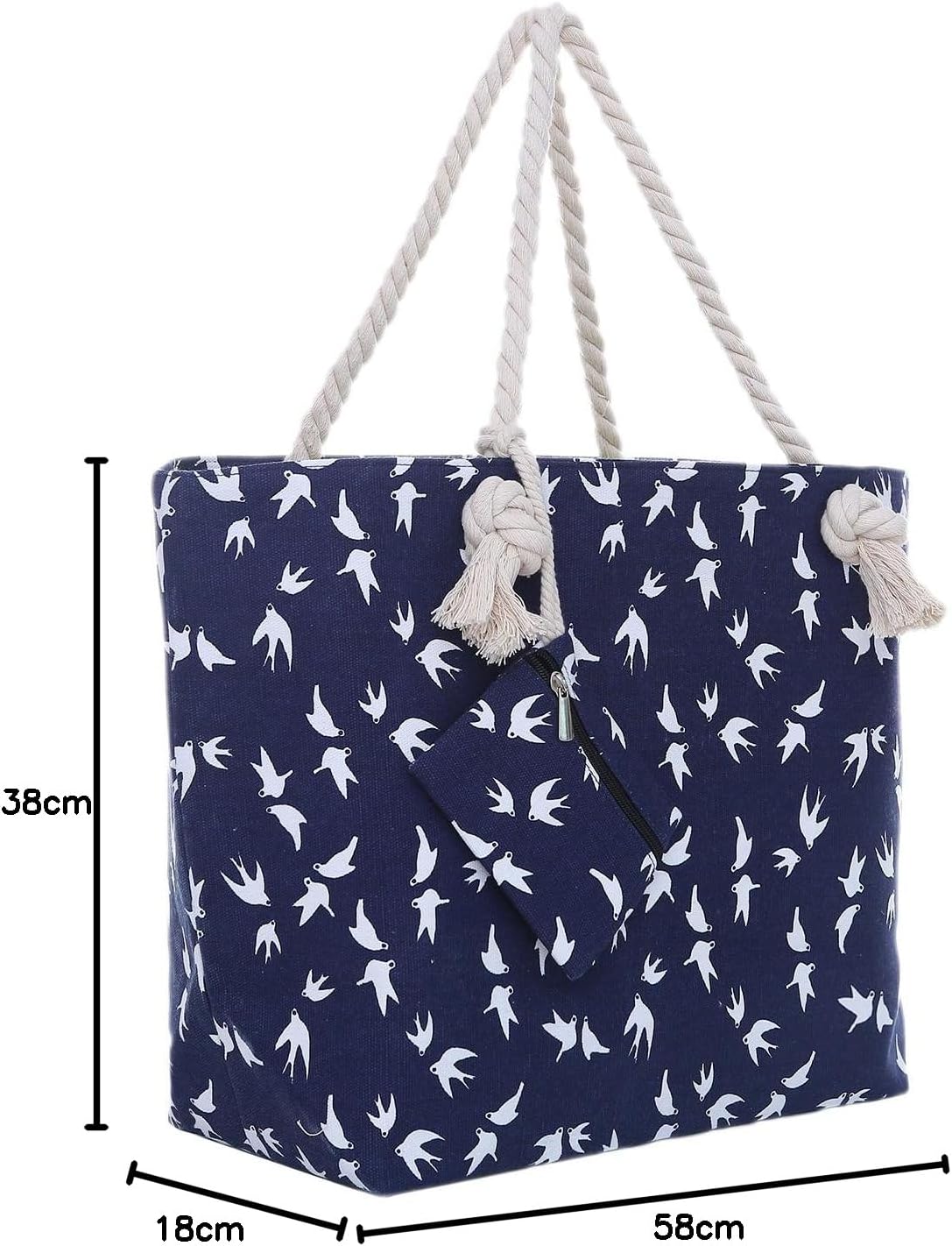 Thumbnail 6 de DonDon Borsa da spiaggia grande con chiusura zip 58 x 38 x 18 cm, shopper yacht style