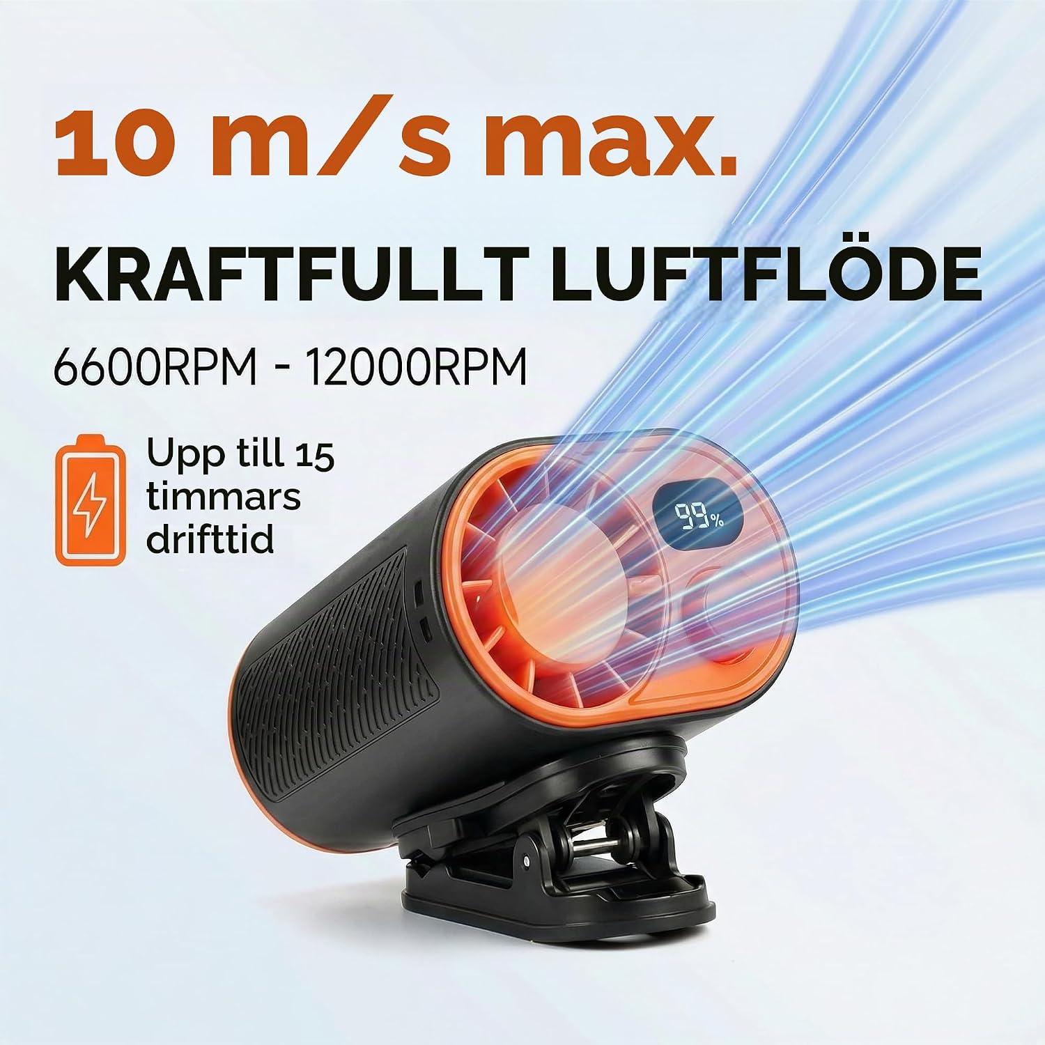 Thumbnail 1 de WHATOOK W3 bältesfläkt med 100 steglösa lägen och digital display
