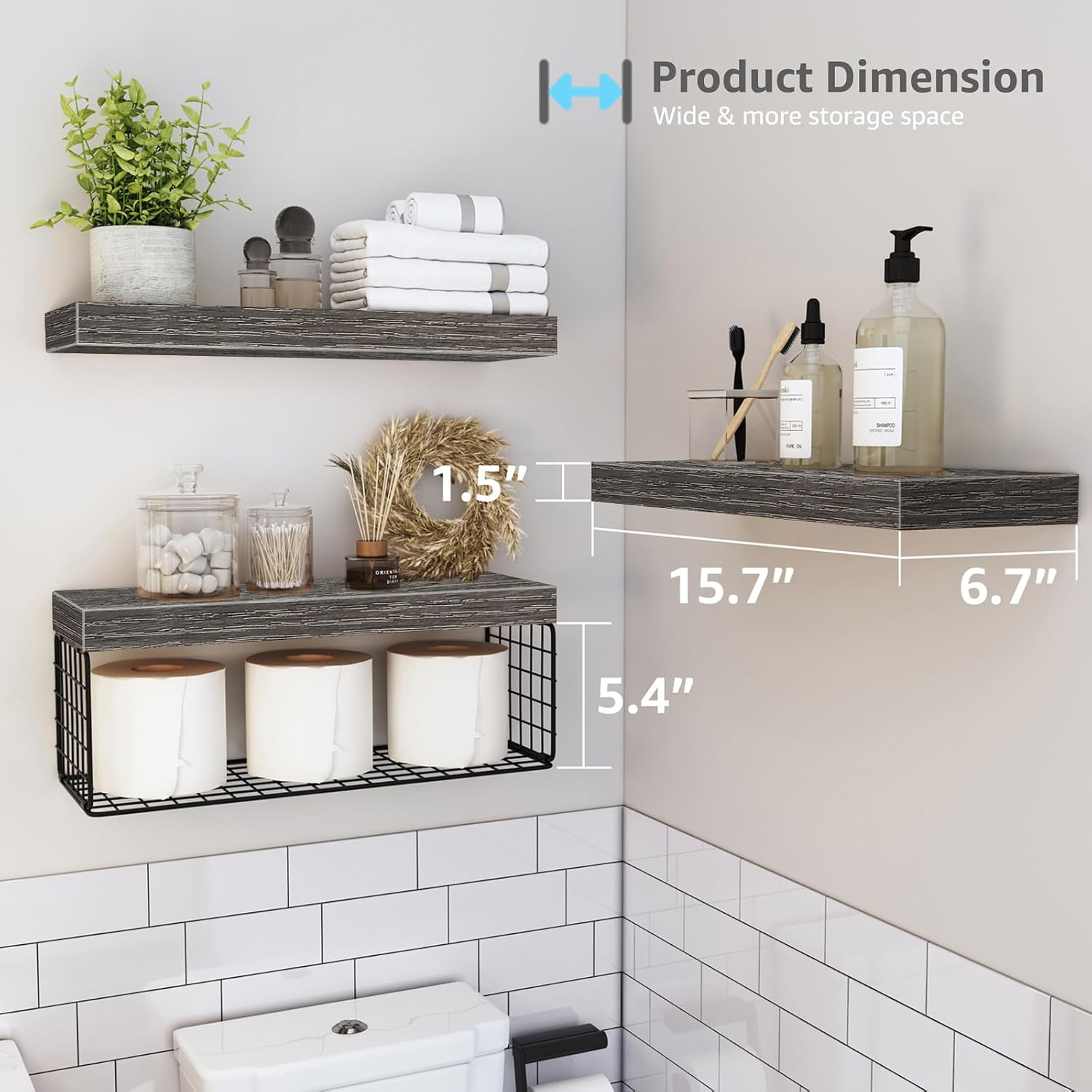 Detalle de QEEIG Bathroom Shelves, 15.7-Inch