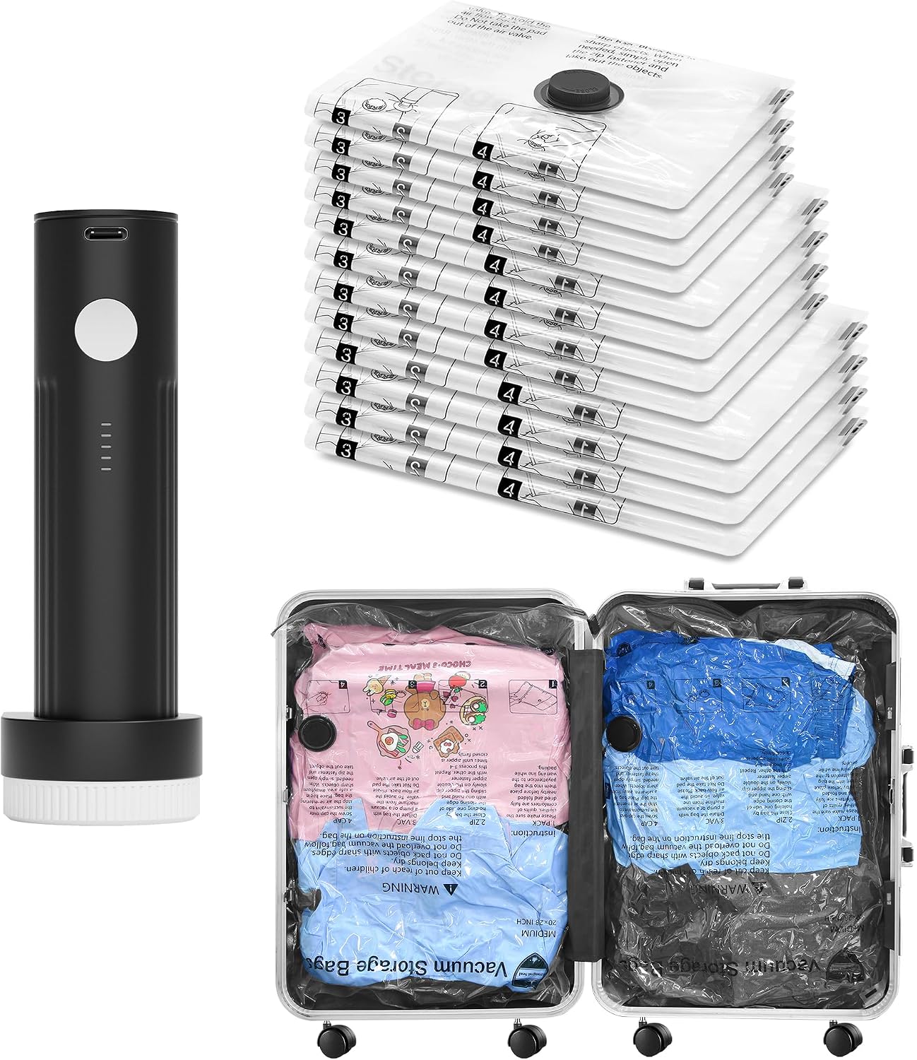 Detalle de 12 Pack Travel Vacuum Storage Bags 1500mAh