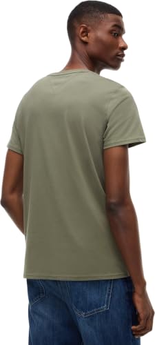 Detalle 2 de Tommy Jeans TJM Original – Camiseta de Manga Corta Ajustada para Hombre, Verde Rocky Mountain, talla XL