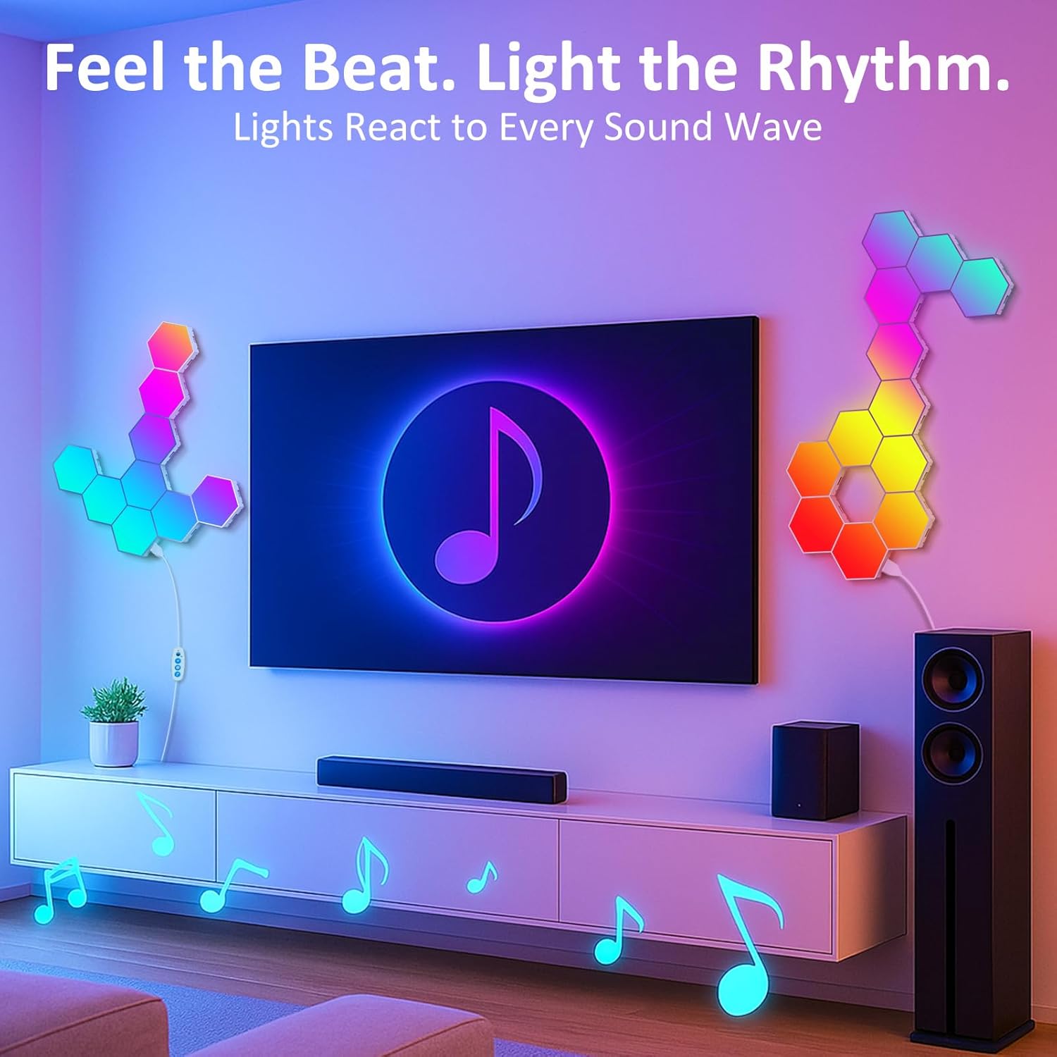 Thumbnail 3 de Kangtaixin Hexagon LED Gaming Wandleuchte (8er Set) mit Musik-Sync & App-Steuerung