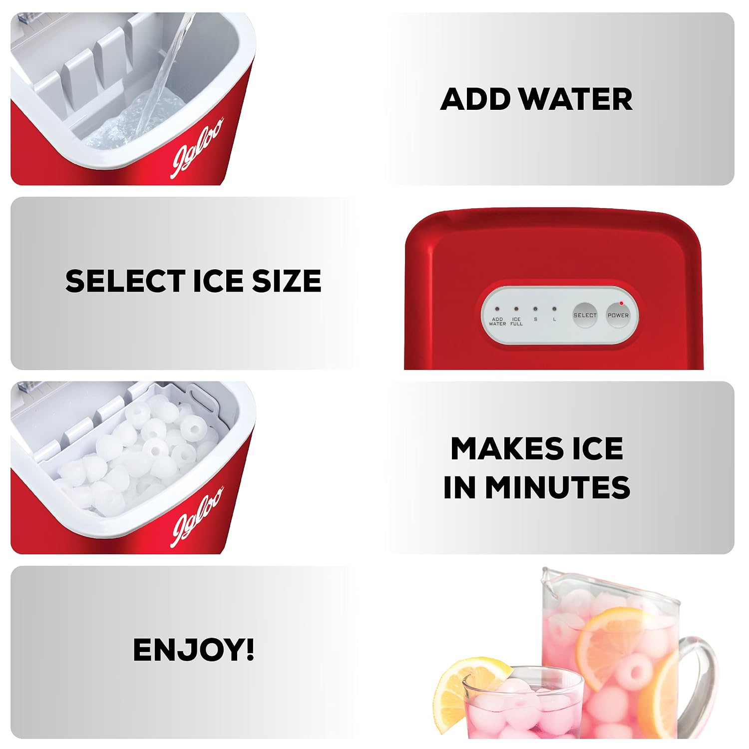 Thumbnail 6 de Igloo ICEB26RR Countertop Ice Maker, 26-lb Daily Output, 9 Cubes in 7 Minutes