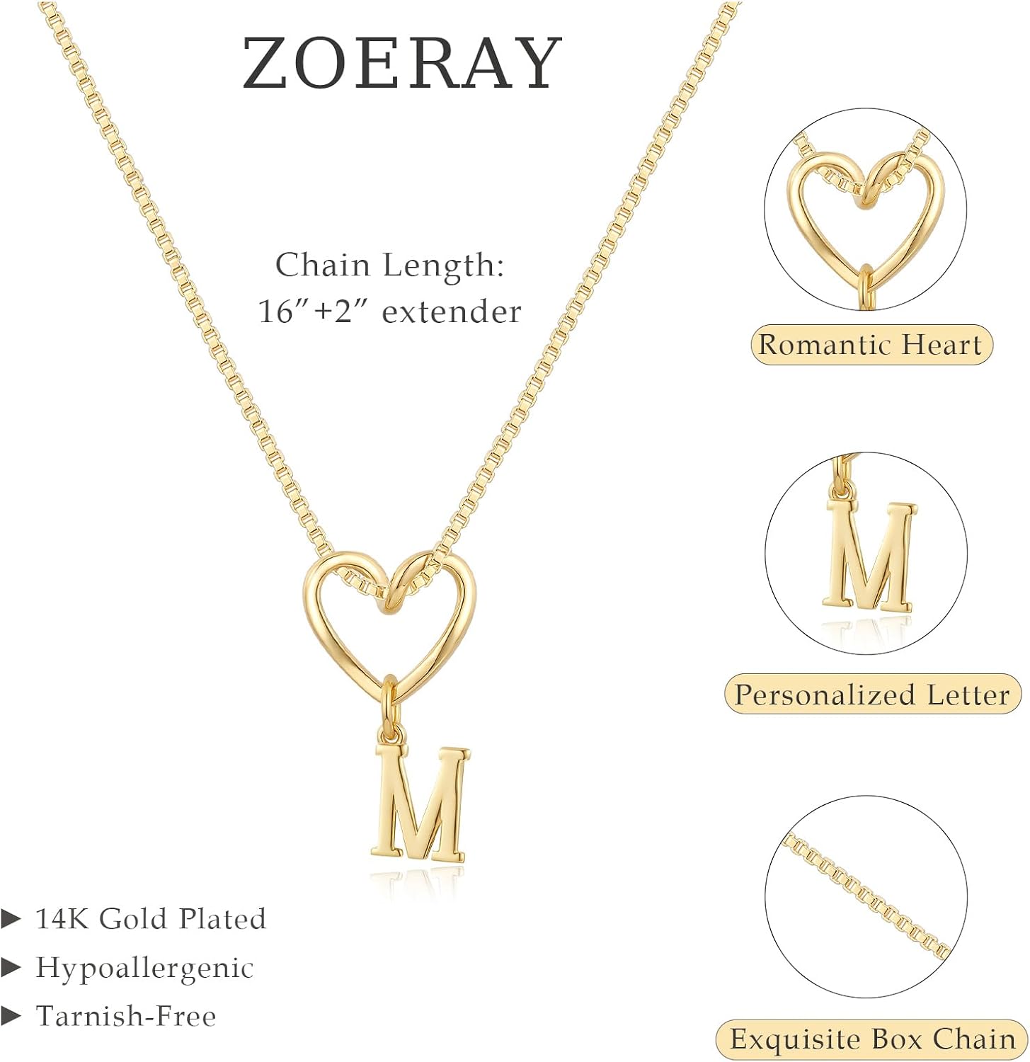 Thumbnail 4 de ZOERAY Initial Necklace, 14K Gold-Plated