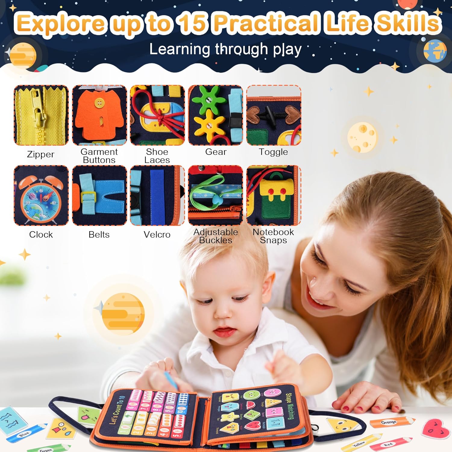 Thumbnail 2 de Toddler Busy Board Montessori Toys for Toddlers 1-3