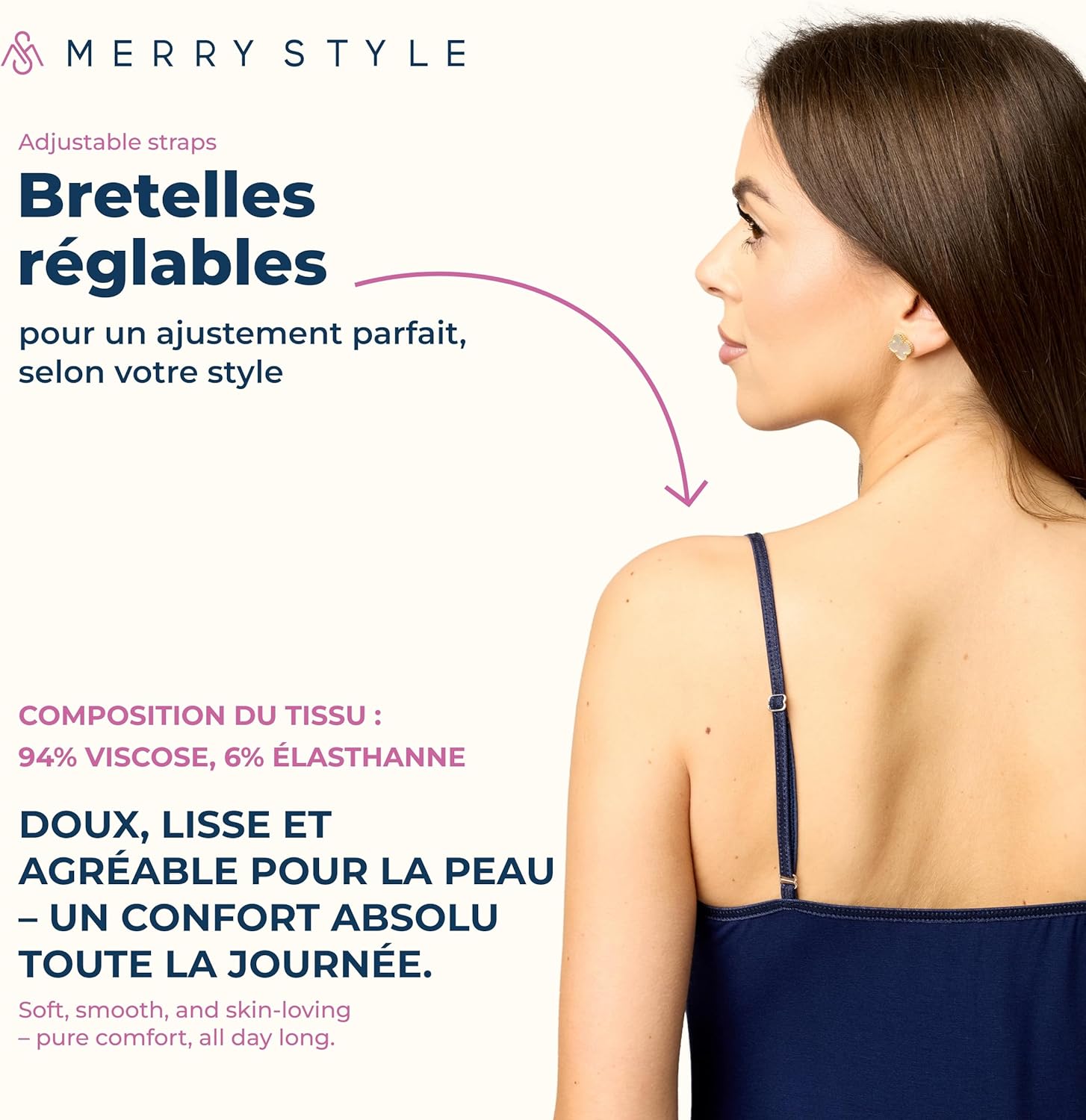 Thumbnail 3 de Merry Style Fond de Robe à Bretelles MS-203 – Jupon léger en viscose pour femme