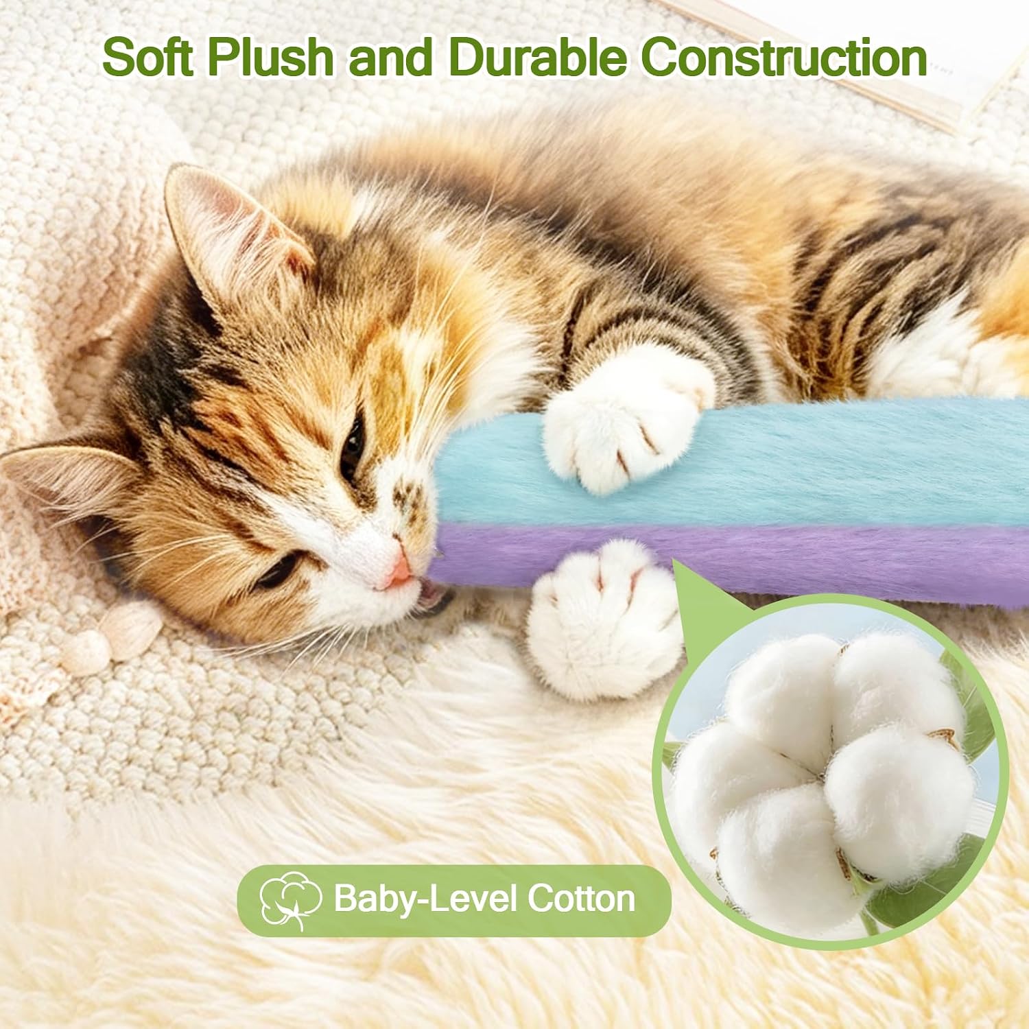Detalle 2 de Retro Shaw Refillable Cat Kicker Toys, 3-Pack 10.1-Inch Catnip Pillows