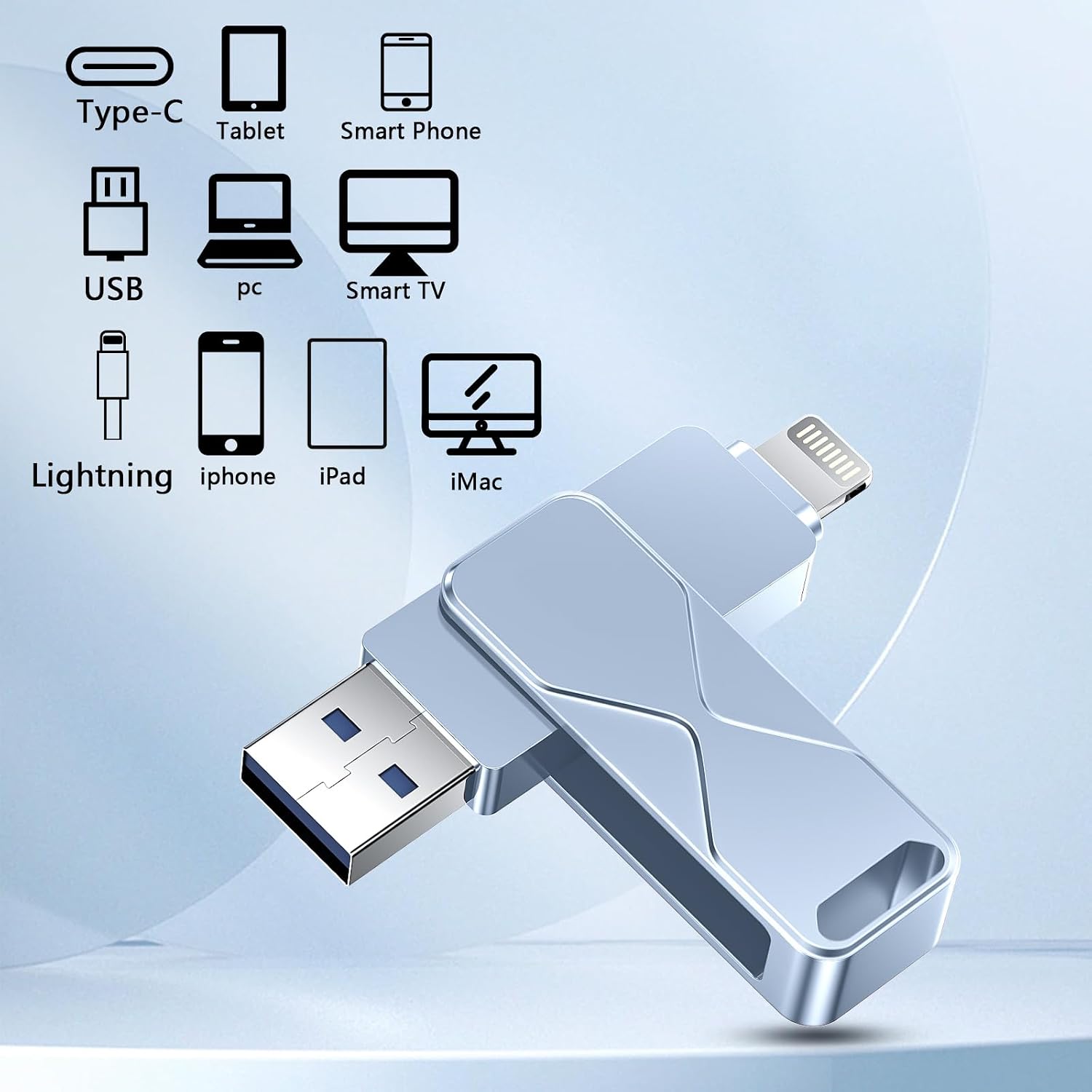Detalle de USB-Stick für iPhone 512GB – MFi-zertifiziertes Lightning 3-in-1 Speichermedium