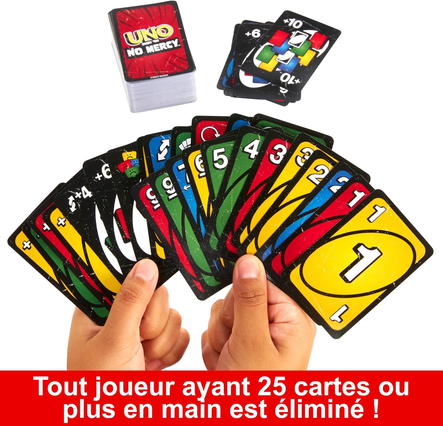 Thumbnail 4 de Mattel Games UNO No Mercy (HXT57) – jeu de cartes dans une boîte de transport, version aux règles spéciales