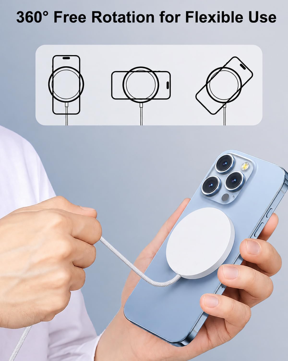 Thumbnail 3 de Poukey W25 25W Qi2 Magnetic Wireless Charger, White, 4.5mm Slim Design
