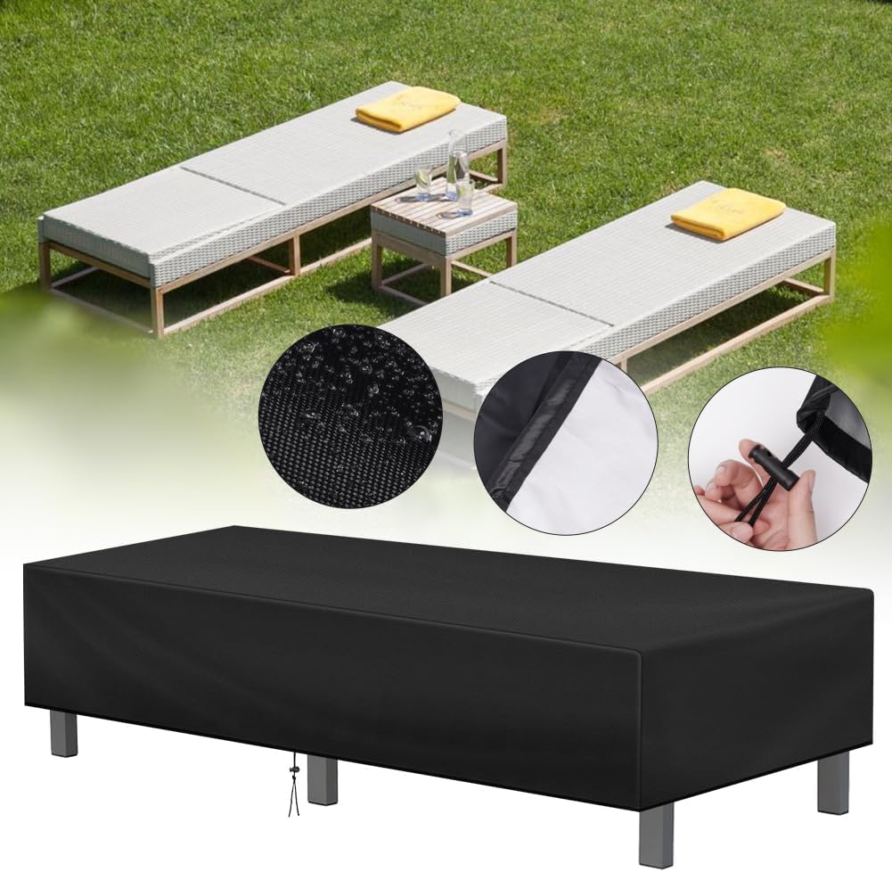 Detalle de AOOWU Copertura impermeabile per lettino da giardino in tessuto Oxford 210D, anti-UV e antistrappo con coulisse regolabile (200*70*30 cm)