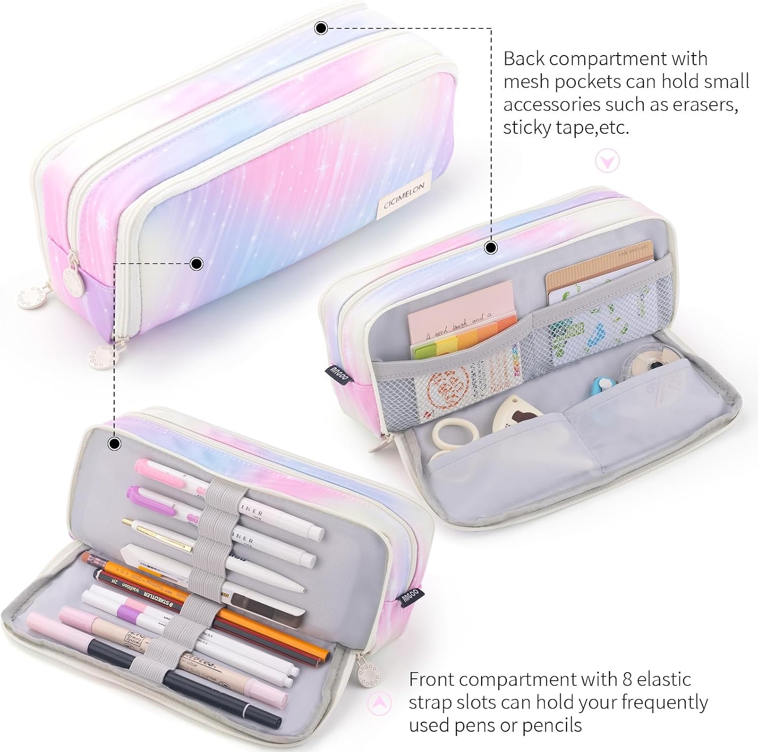 Thumbnail 2 de CICIMELON CI-S 3-Compartment Pencil Case, Meteor Polyester Pouch
