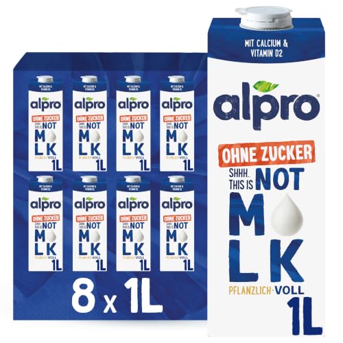 Alpro This is Not Milk 3,5% – 8x1L, 100% Pflanzlich & Zuckerfrei: Veganer Haferdrink im Mehrpack