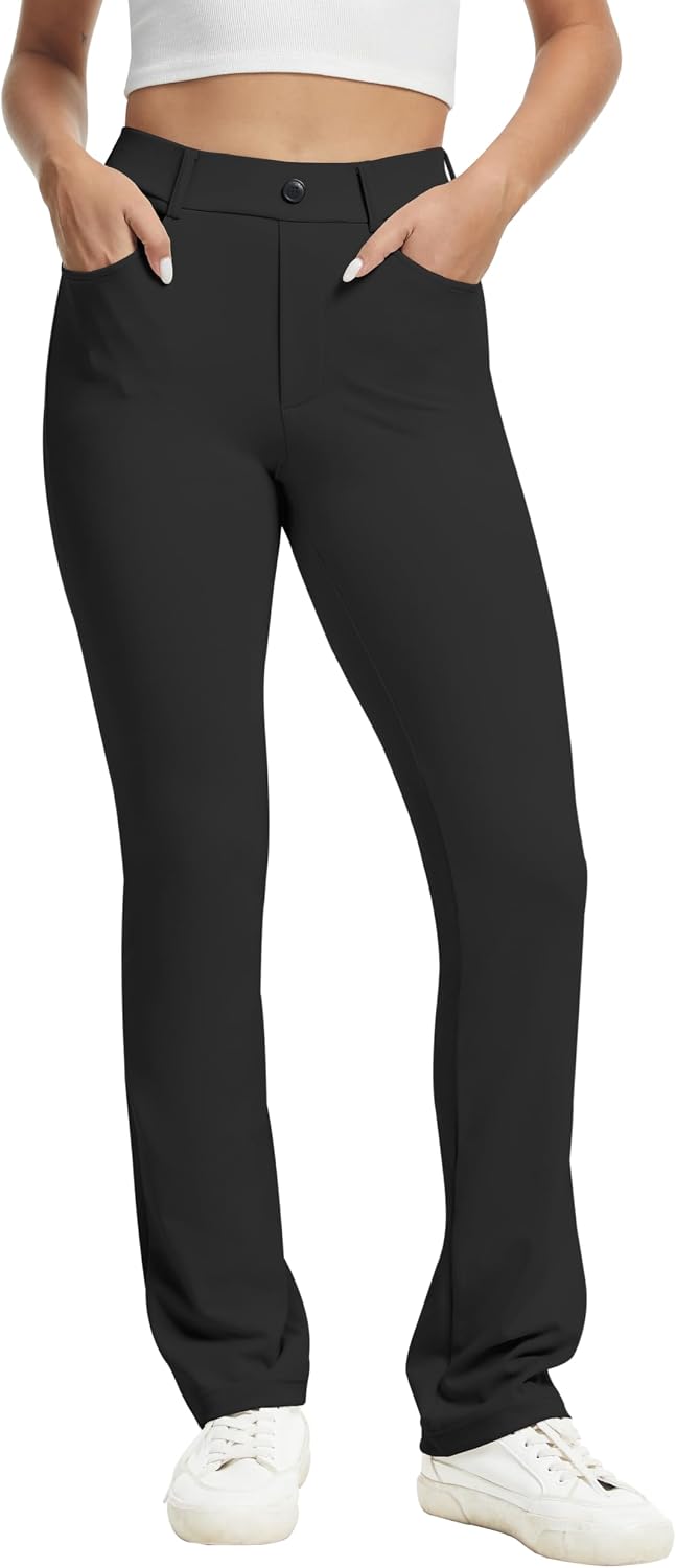 Detalle de VIMPEP Women’s Stretchy Yoga Dress Pants High Rise Straight Leg with Pockets