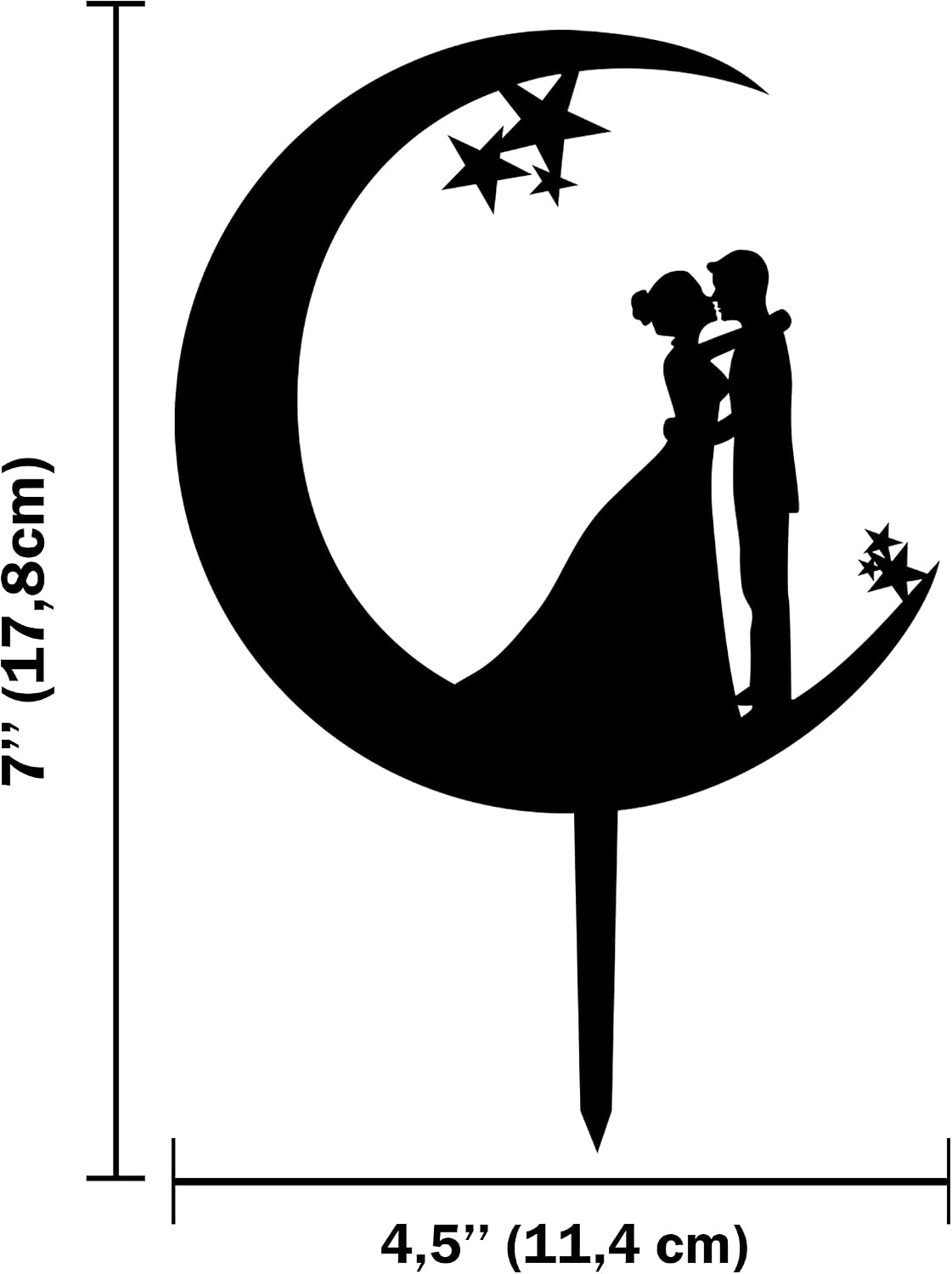 Detalle de CARISPIBET Crescent Moon with Groom and Bride Hug – Acrylic Wedding Cake Topper