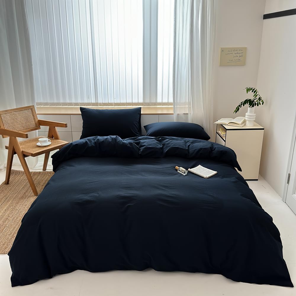 Thumbnail 6 de FACE TWO FACE Bedding King Duvet Cover Set in 100% Washed Cotton (White)
