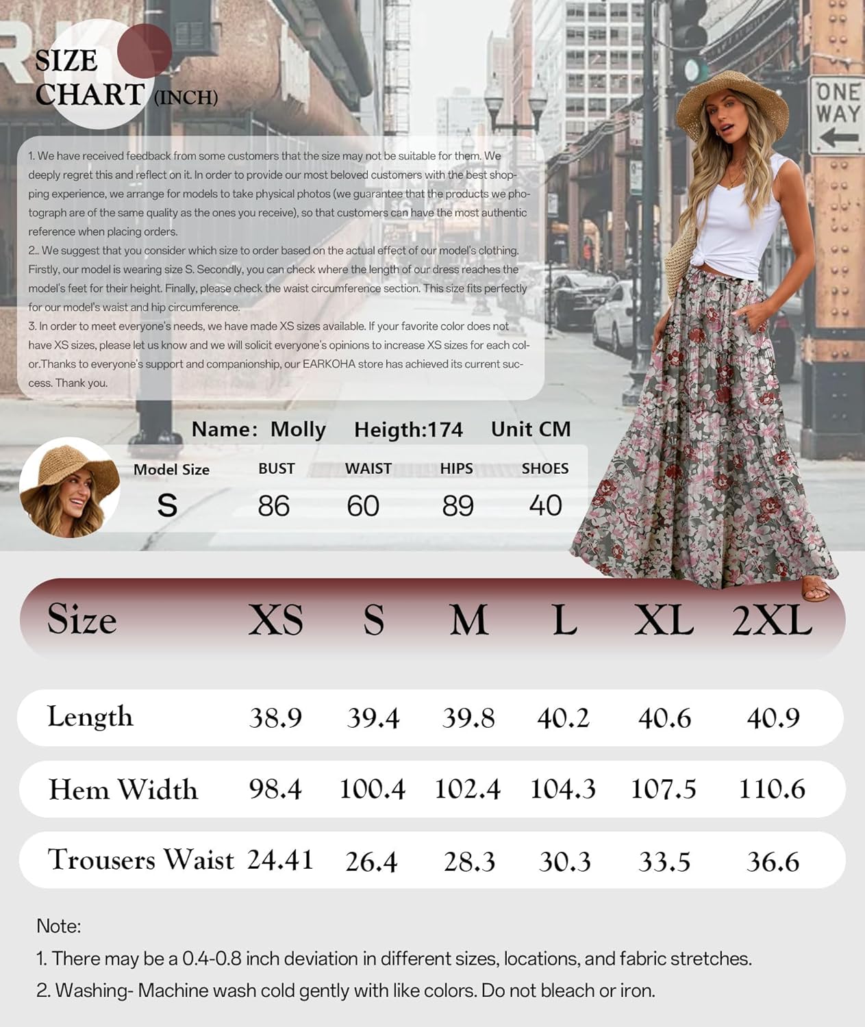 Thumbnail 6 de EARKOHA Women's Boho Maxi Skirt 2026 Summer Cruise — High Waist, Flowy Long Skirt with Pockets
