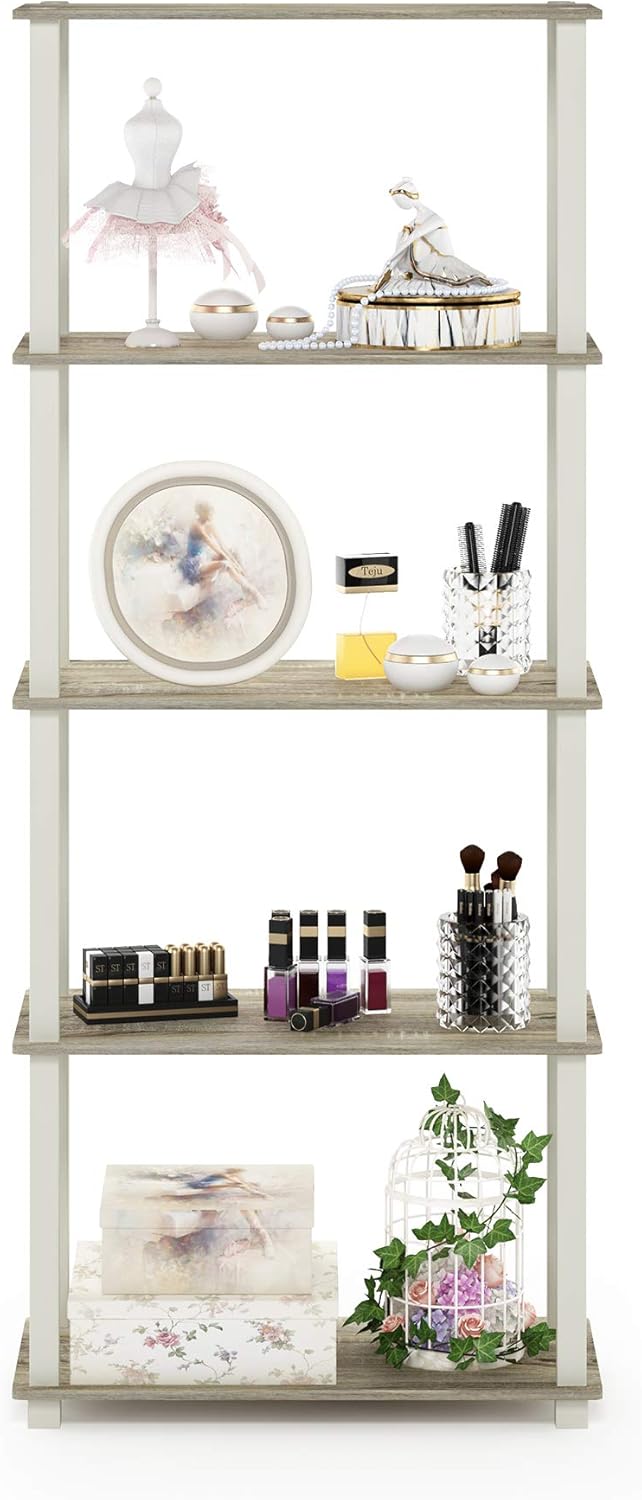 Thumbnail 2 de Furinno Libreria a 5 ripiani Sonoma Oak/White Tubo rettangolare