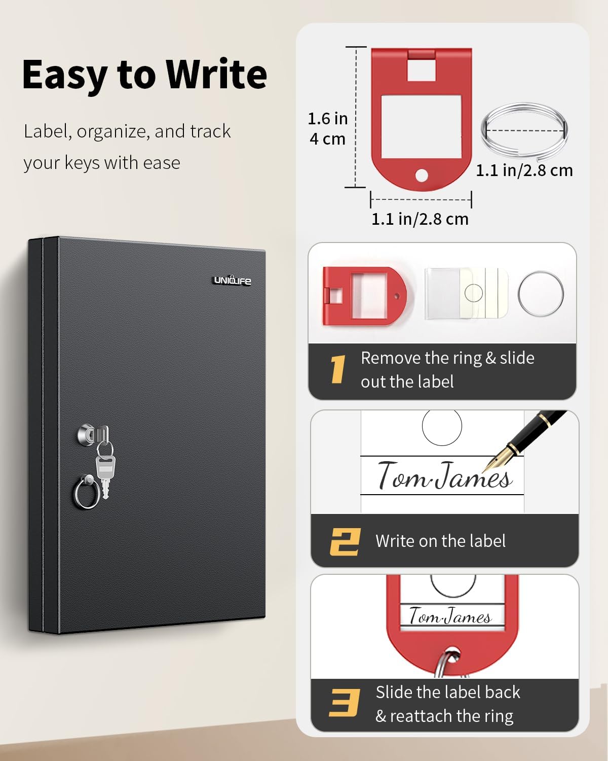 Thumbnail 5 de Uniclife 32 Position Key Lock Box: Wall Mount Key Cabinet for Office, Hotel & Fleet