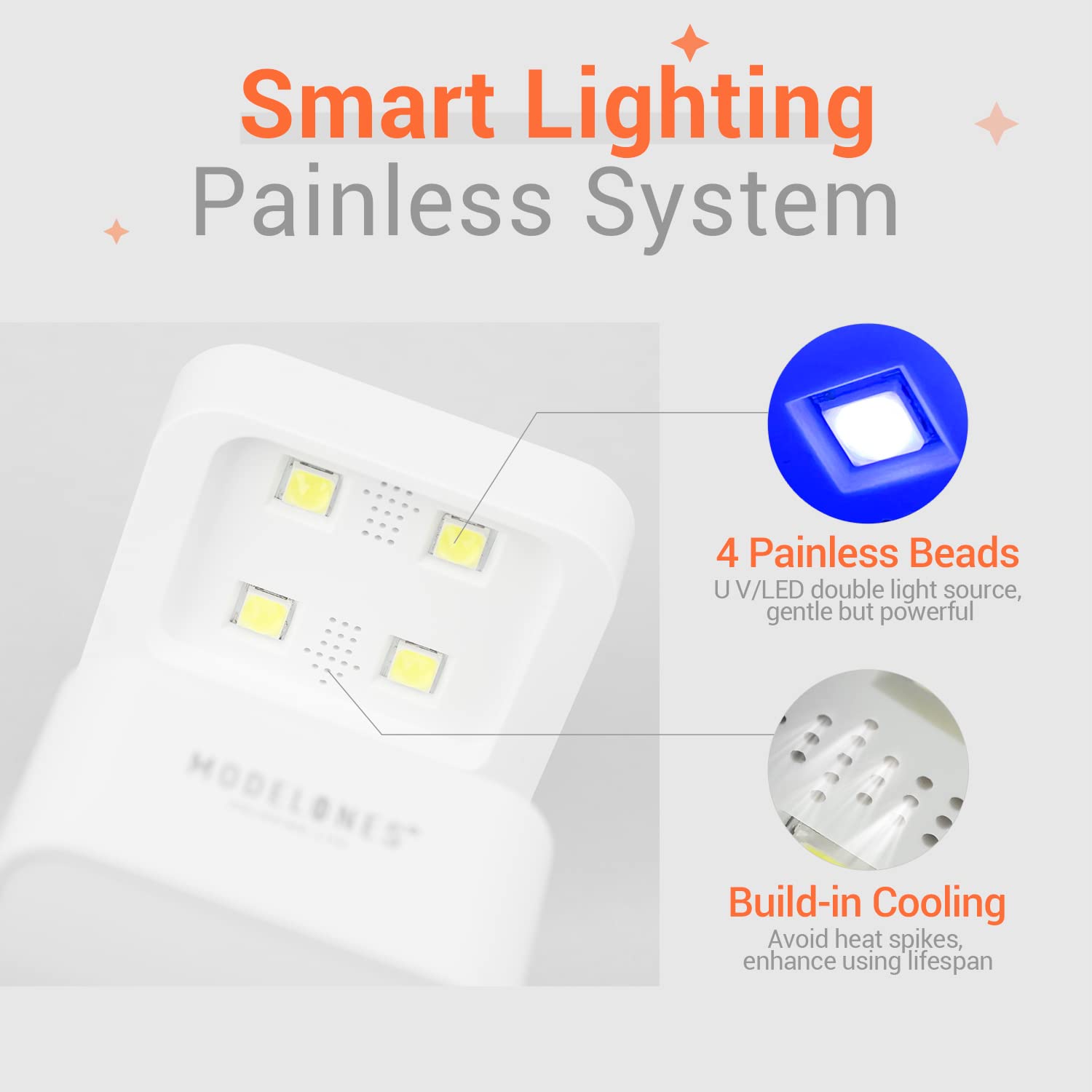 Detalle de modelones Mini UV Light for Gel Nails (2 Timer Modes, USB Portable LED Lamp)