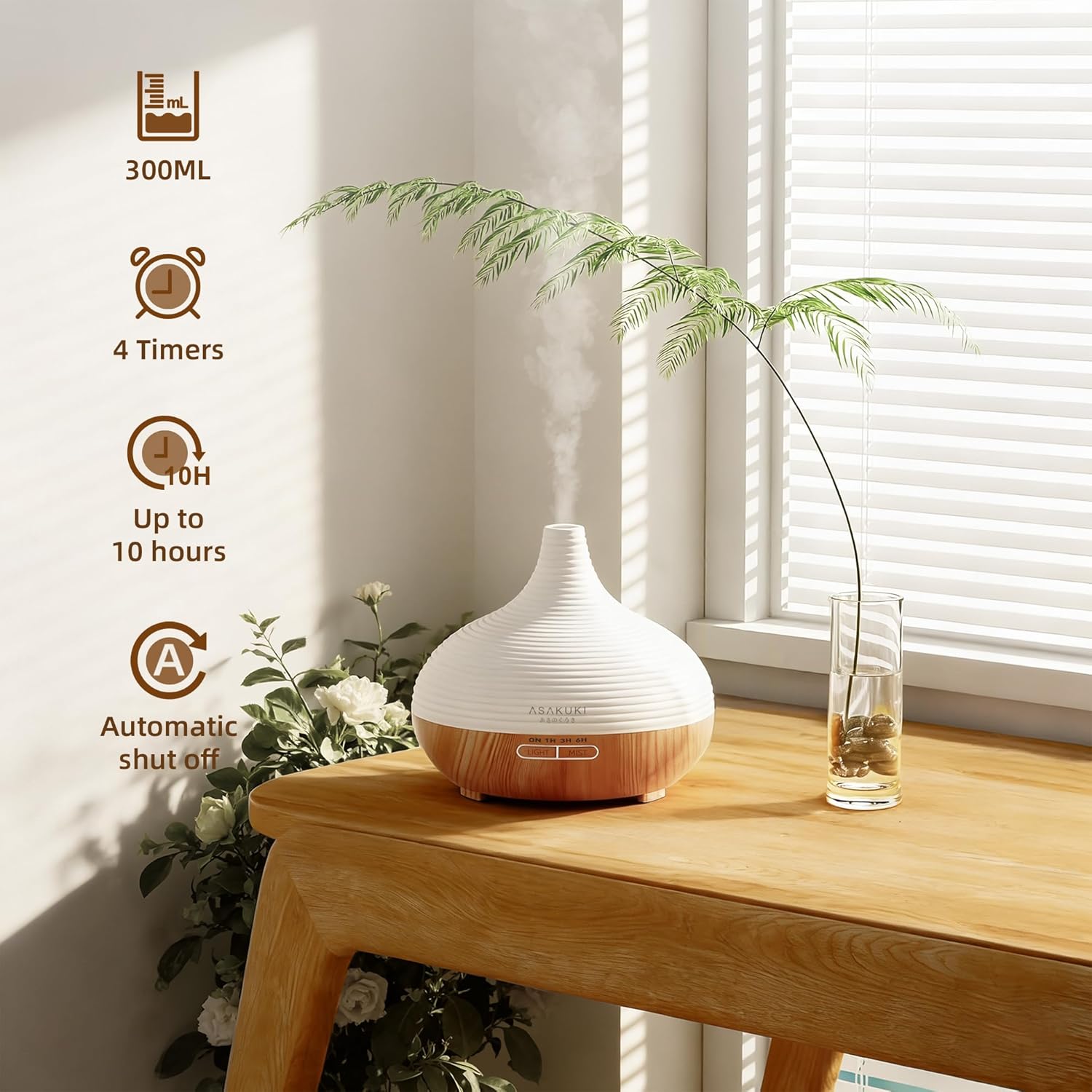 Thumbnail 2 de ASAKUKI 300ml Essential Oil Diffuser