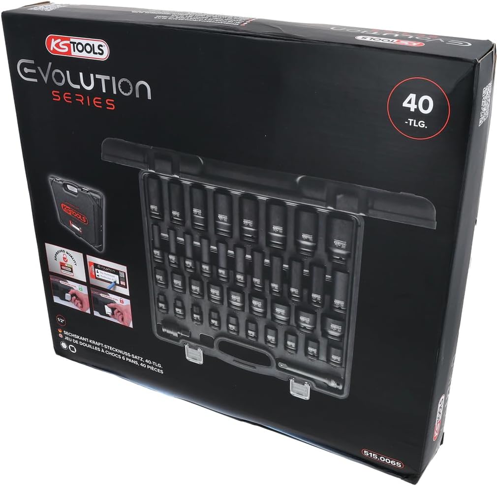 Detalle de KS Tools 515.0065: Set 40 bussole esagonali 1/2" per avvitatori a impulsi
