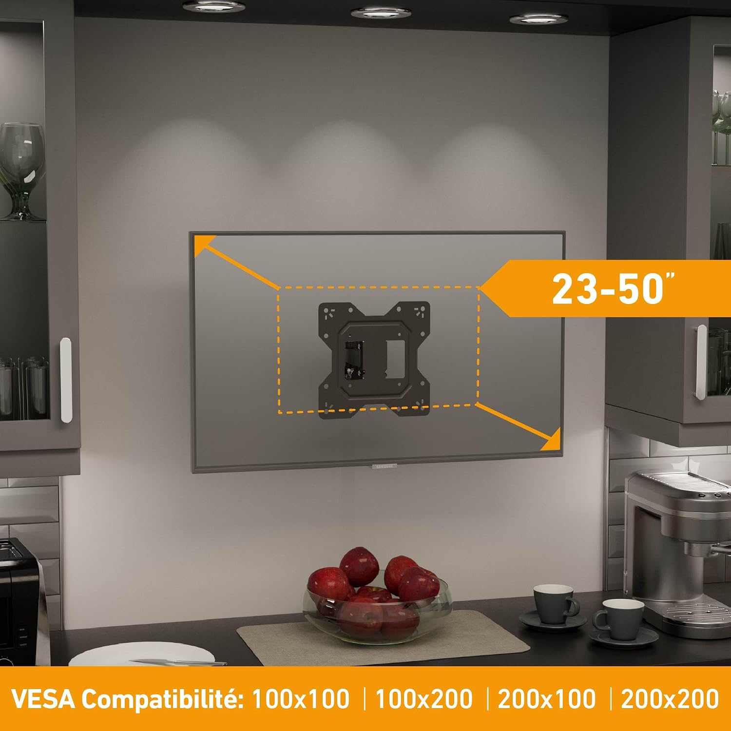 Thumbnail 2 de Support mural TV D-Line 23–50 pouces, bras unique inclinable et rotatif