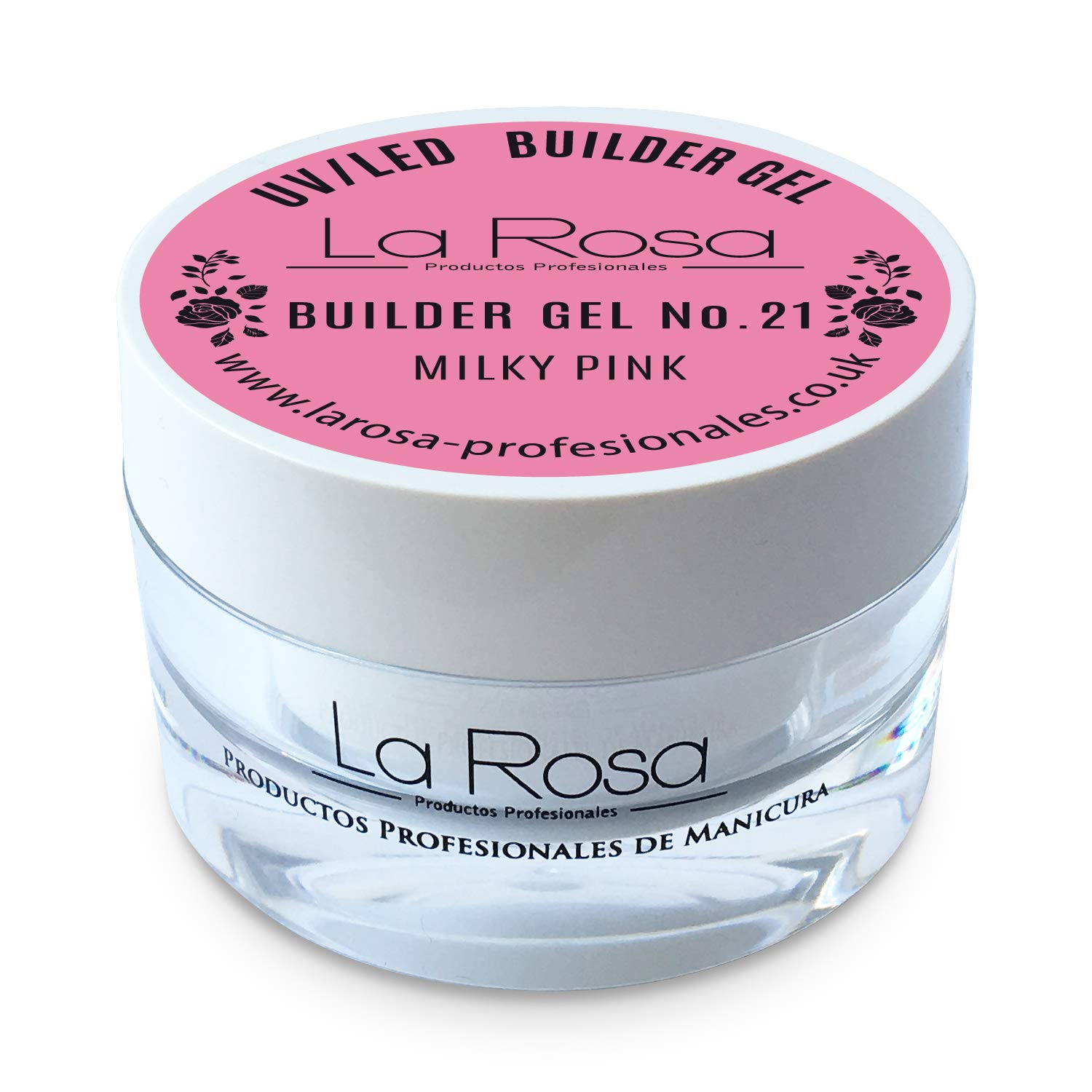 La Rosa Profesionales Milchiges Rosa Aufbaugel – 30 ml für UV/LED-Lampen, flexibel, mitteldick