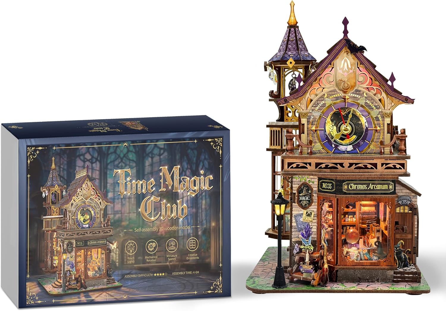 Thumbnail 6 de Miggley DIY Miniature House Kit: Time Magic Club book nook 3D wooden puzzle