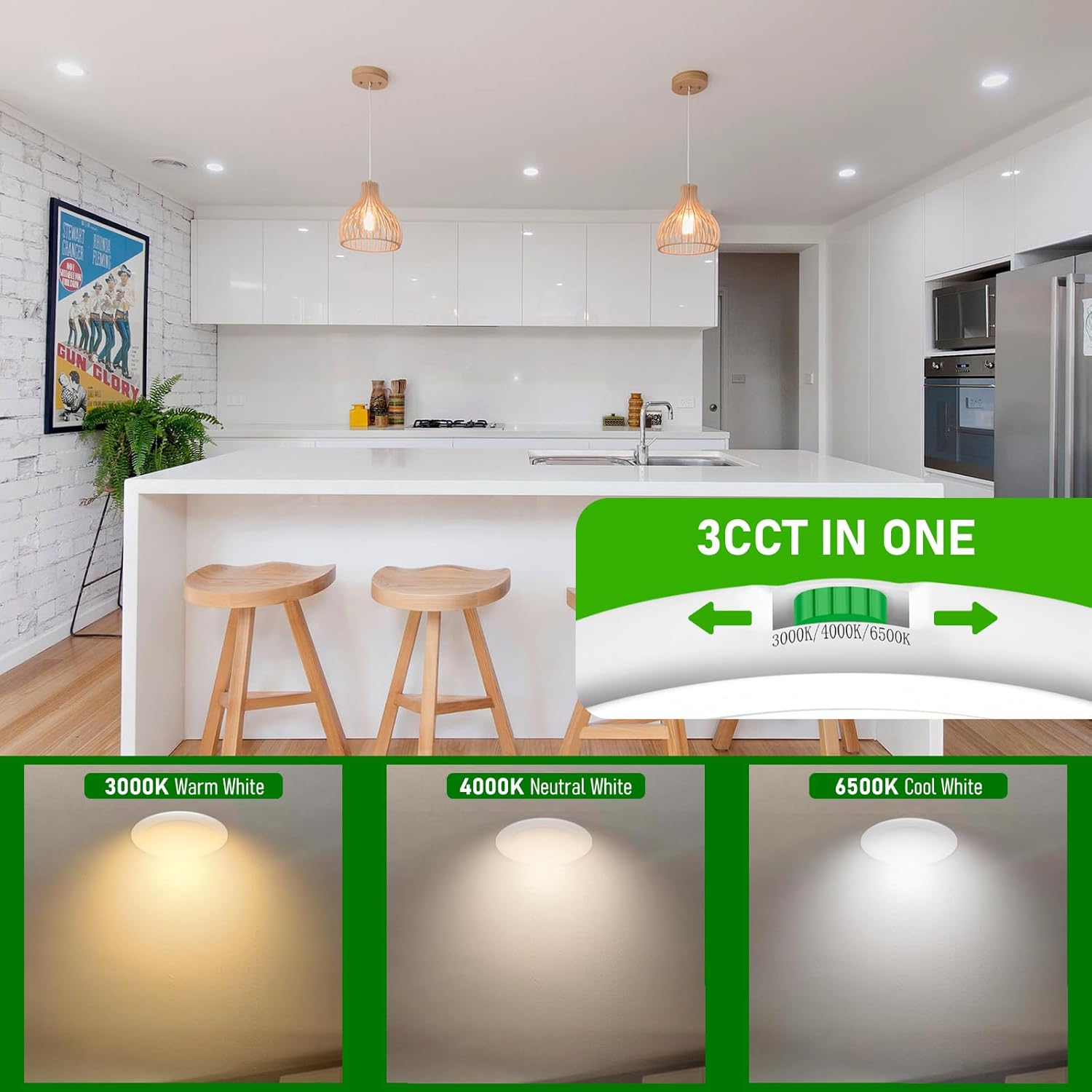 Thumbnail 3 de Jaenmsa Faretti LED da Incasso per Cartongesso 230V, 4W – Set 24, IP44, Dimmerabili, 3000K/4000K/6500K
