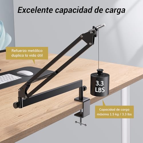 Detalle de TONOR T20LP: Brazo/Soporte de micrófono de perfil bajo para mesa, 360° y 90° de ajuste