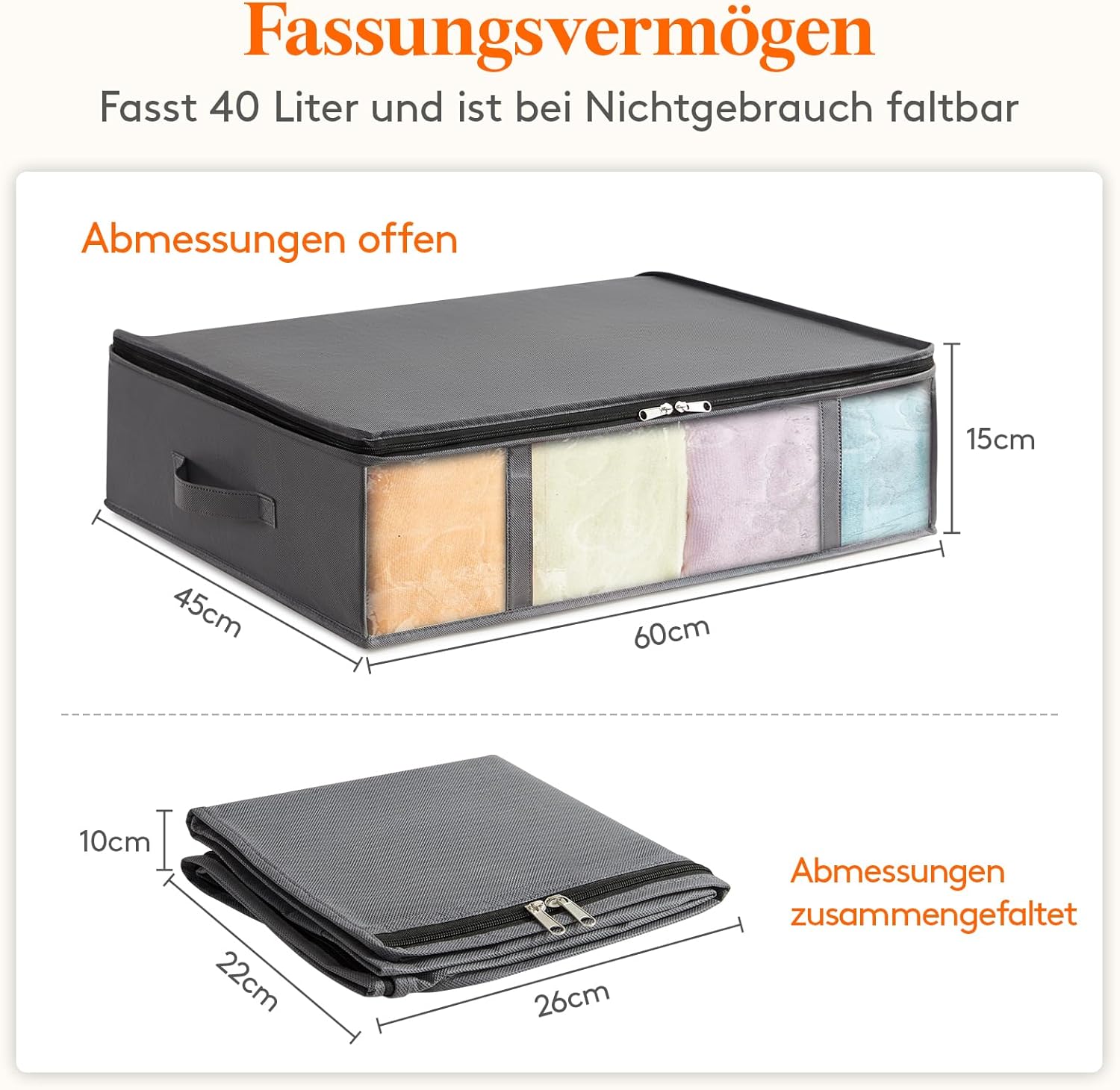 Thumbnail 1 de Lifewit 4 Stück 40L Unterbett Aufbewahrungsboxen – faltbar, mit Deckel und Fenster
