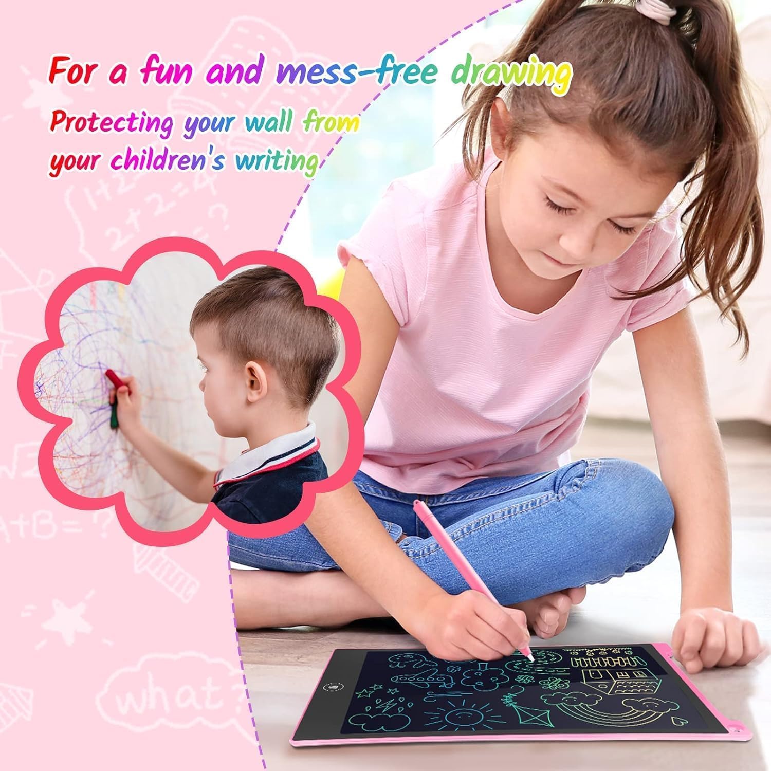 Detalle de TECJOE 10 Inch 2 Pack LCD Writing Tablet for Kids: Mess-Free Doodle Boards for Travel and Learning