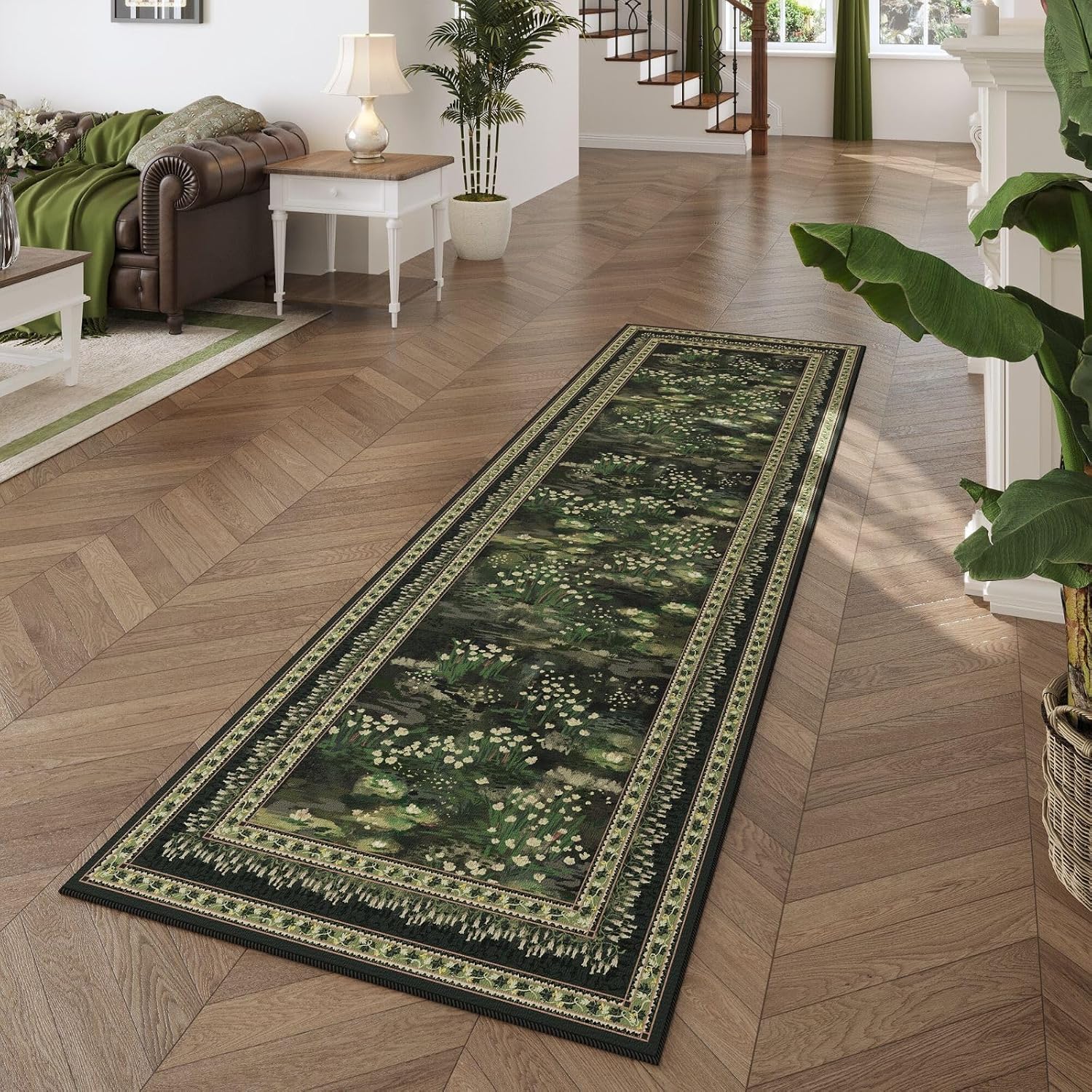 Thumbnail 2 de Rugcomf Runner Rug Impressionist-Style Vintage Kitchen Runner