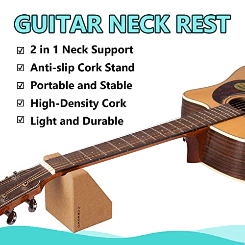 Detalle 2 de COENGWO Guitar Neck Rest: 2-in-1 Cork Cradle for A Stable, Gentle Setup