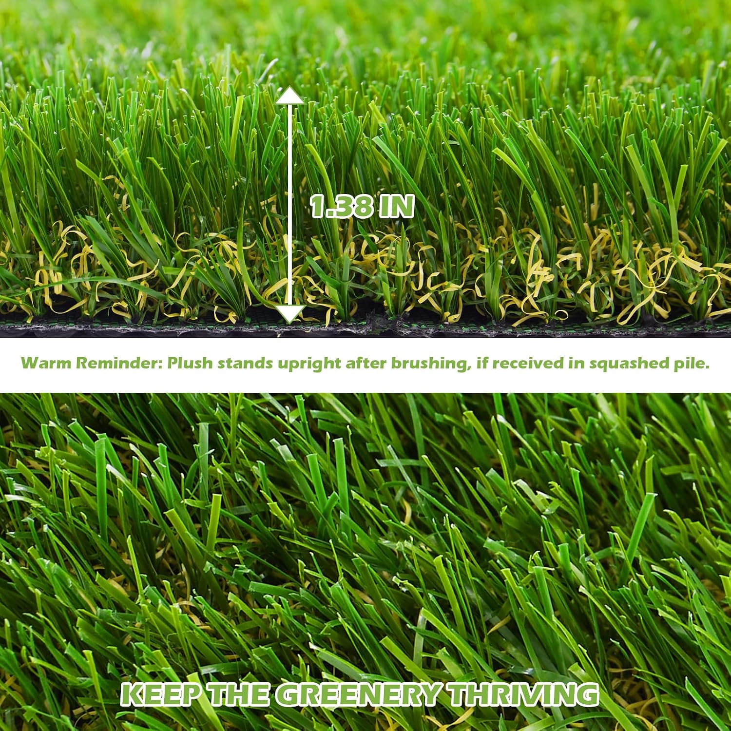 Detalle de PENFHF PF-35MM0406-PF Artificial Turf Rug, 4 FT × 6 FT, 1.38-Inch Pile