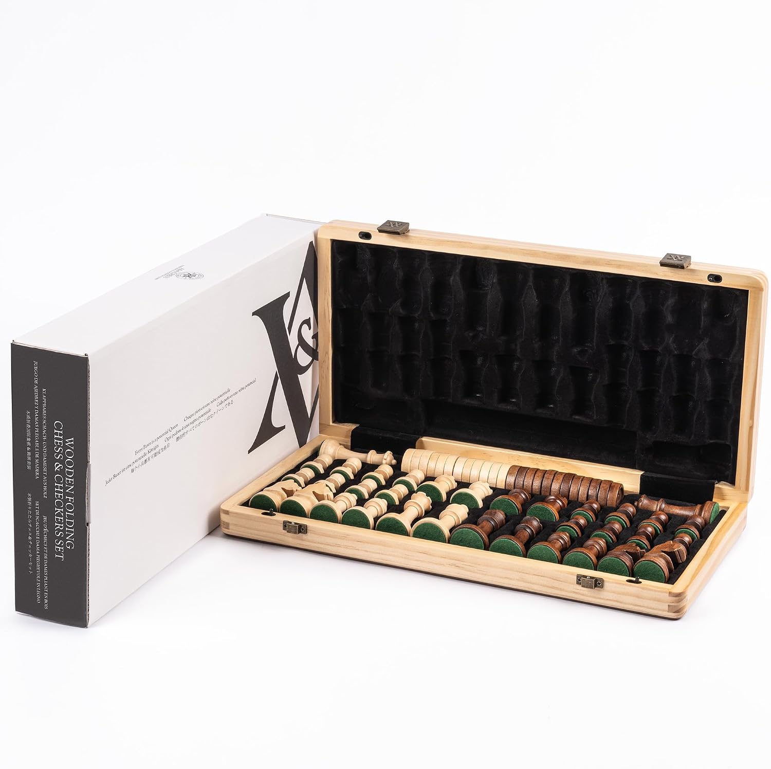 Thumbnail 5 de A&A 15 inch Wooden Folding Chess Set with 3in King ♟
