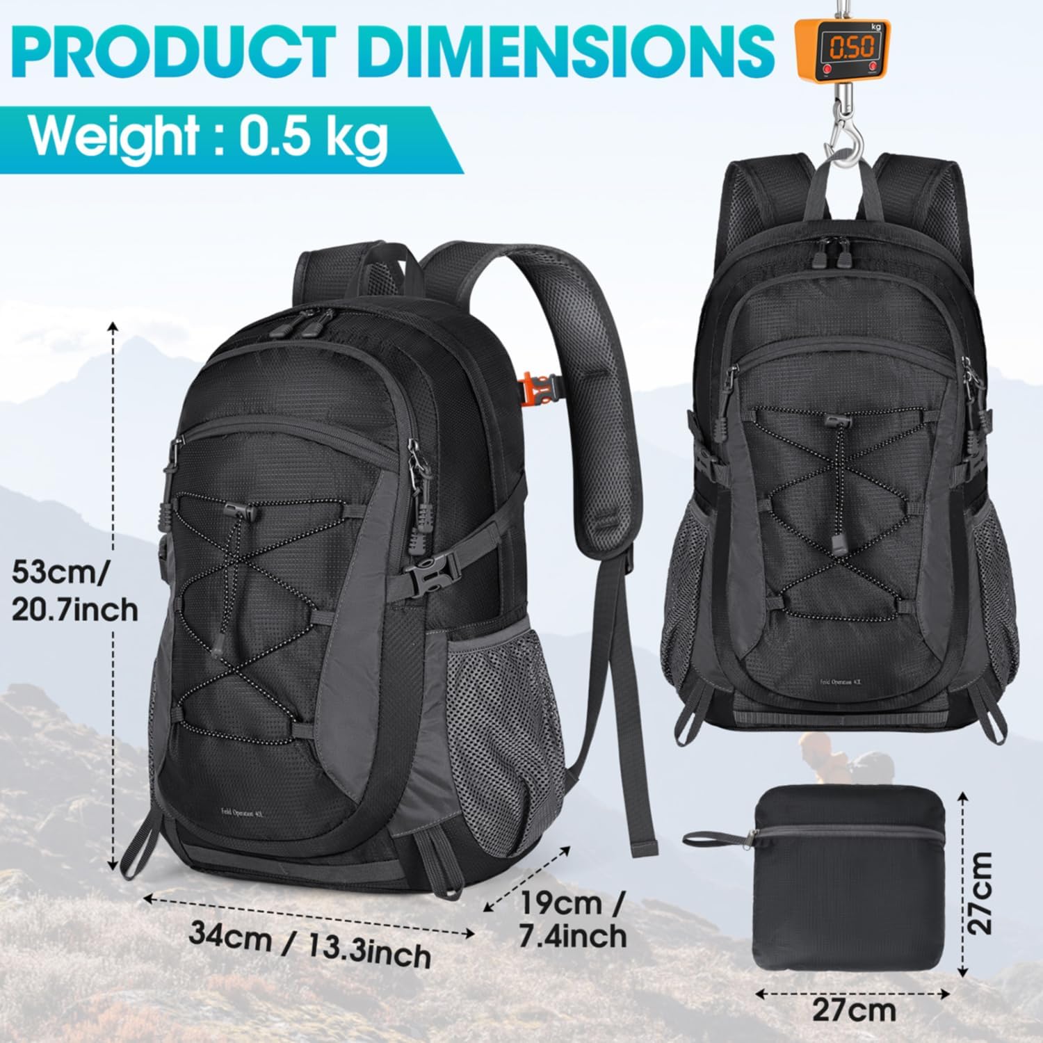 Detalle de RAINSMORE Wanderrucksack 40L wasserdicht
