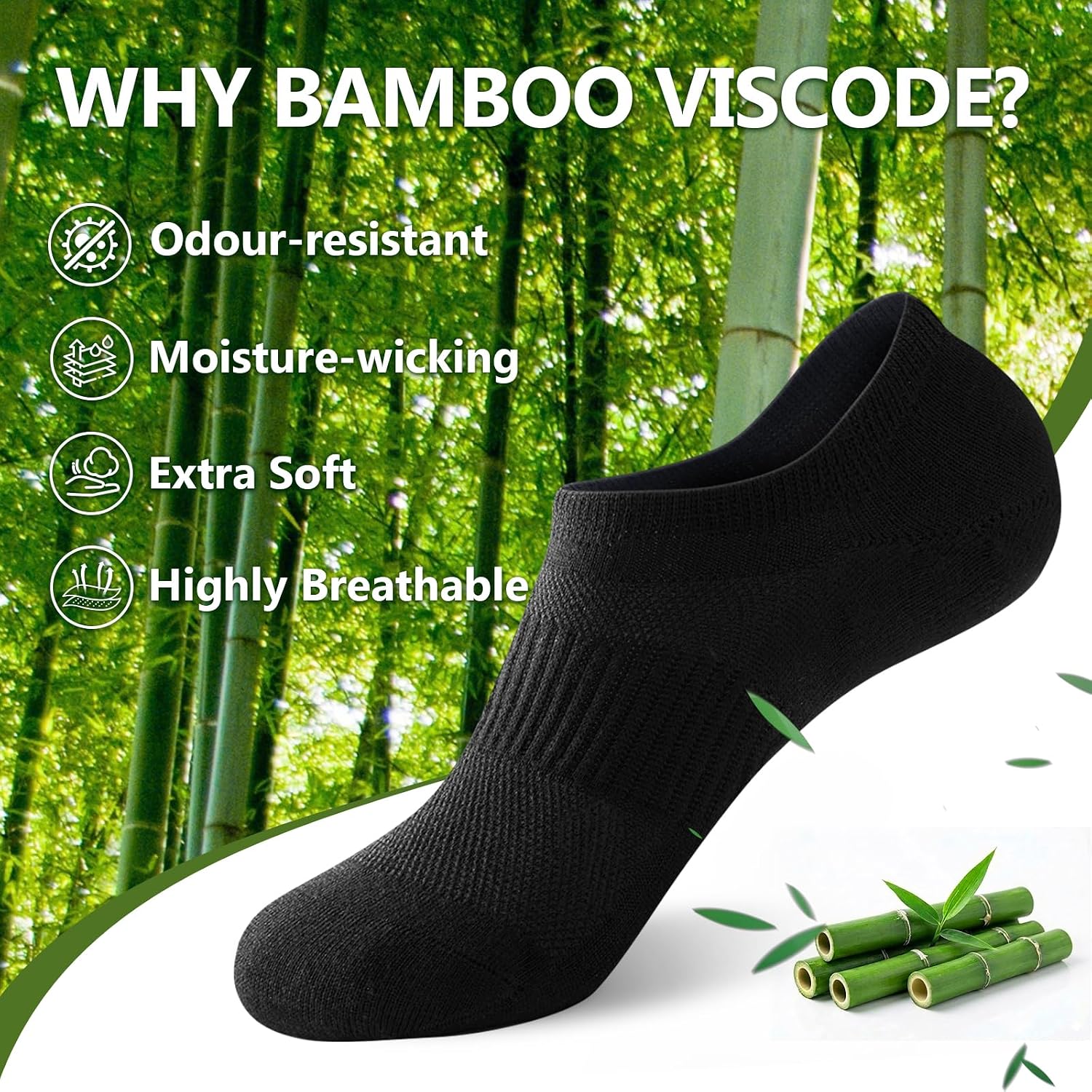 Thumbnail 2 de SockWaddles Bamboo No Show Trainer Socks – 5 Pairs (Unisex)