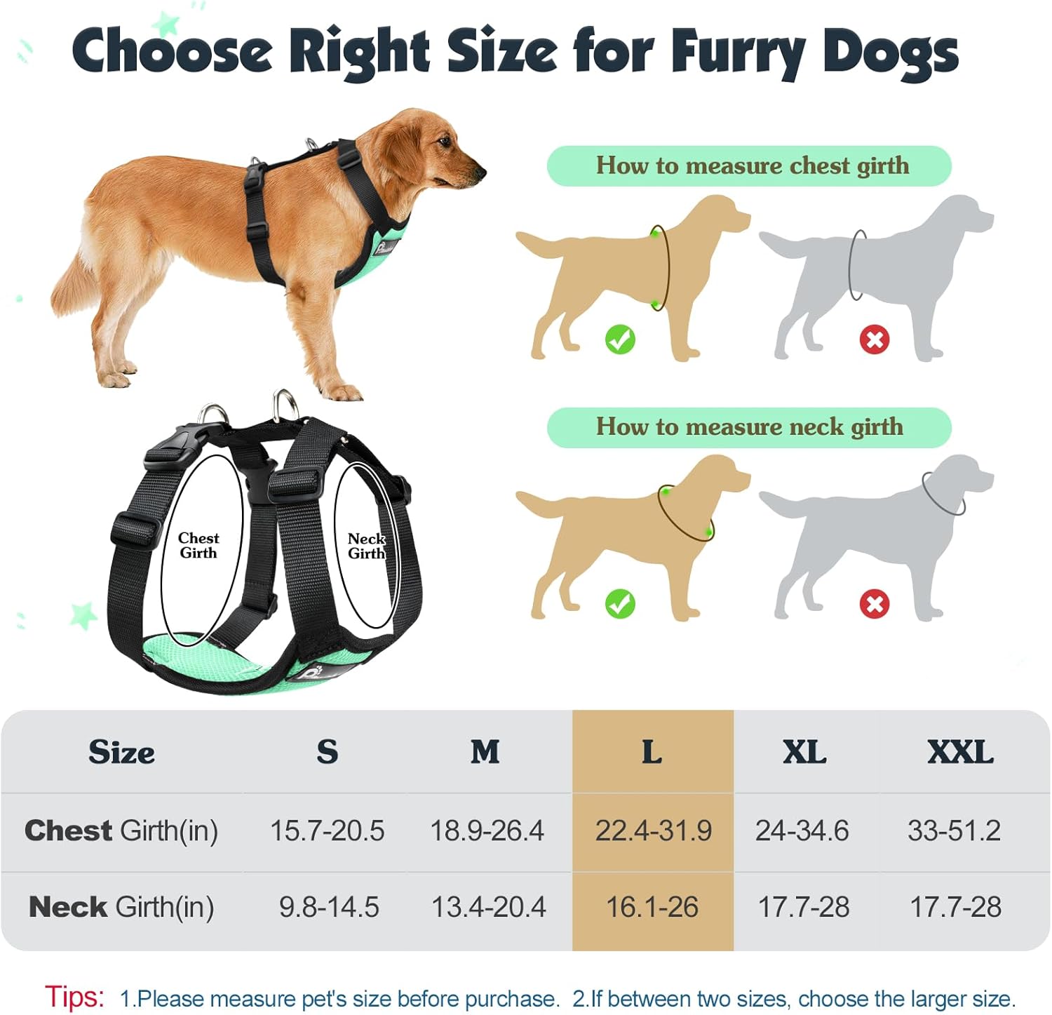 Detalle de Pawaboo Dog Seat Belt Harness for Car (L, Light Blue + Black) – Dual Clips, Elastic Bungee, Adjustable Car Harness