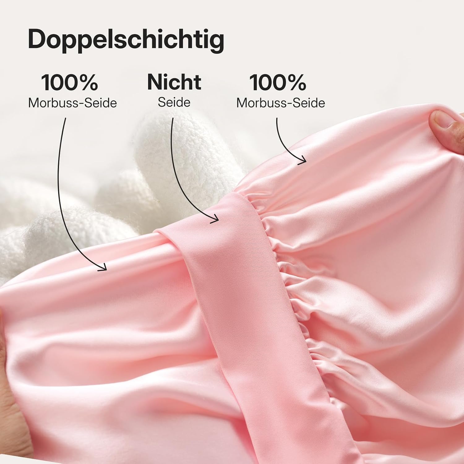 Thumbnail 1 de LitBear 22 Momme Seidenhaube zum Schlafen – doppellagige 100% Maulbeerseide, groß, verstellbares Band