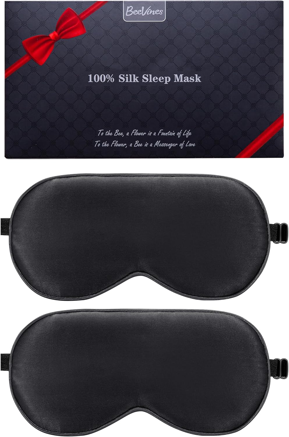 Detalle de BeeVines Seiden-Schlafmaske 2er-Pack – 100% Maulbeerseide, verstellbarer Gurt