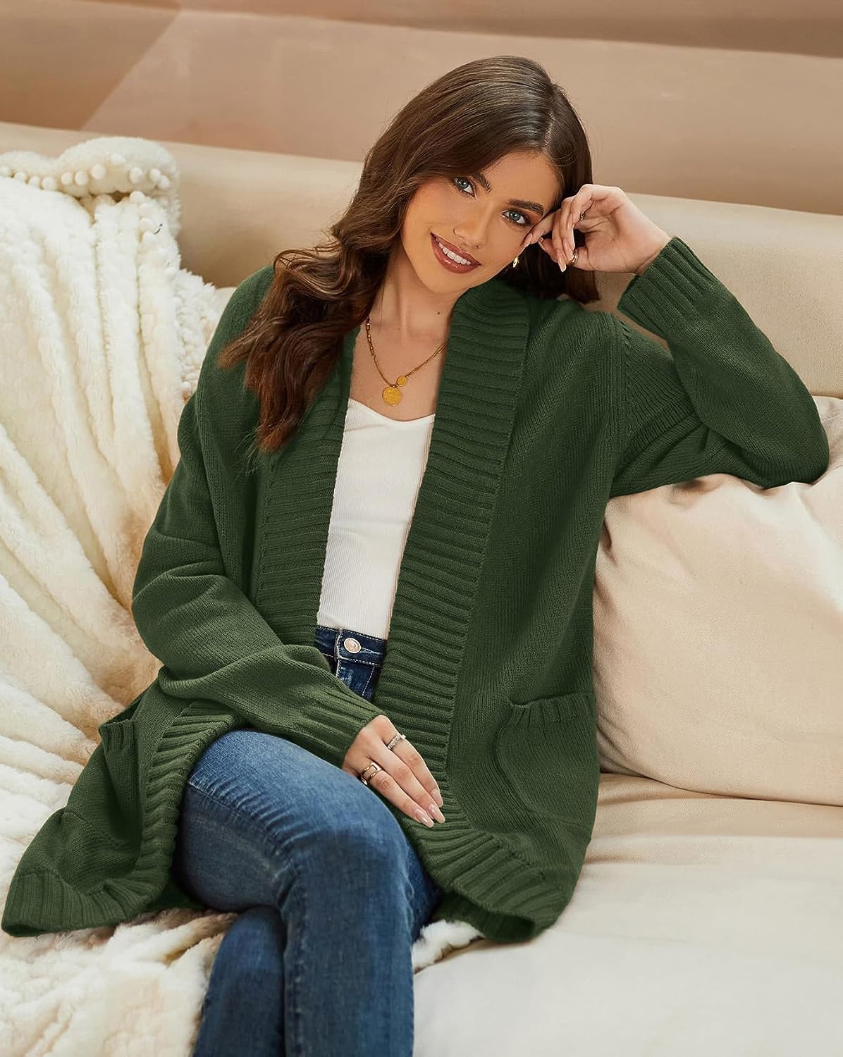 Thumbnail 5 de GRACE KARIN Women's Knit Cardigan with Curved Hem and Two Pockets