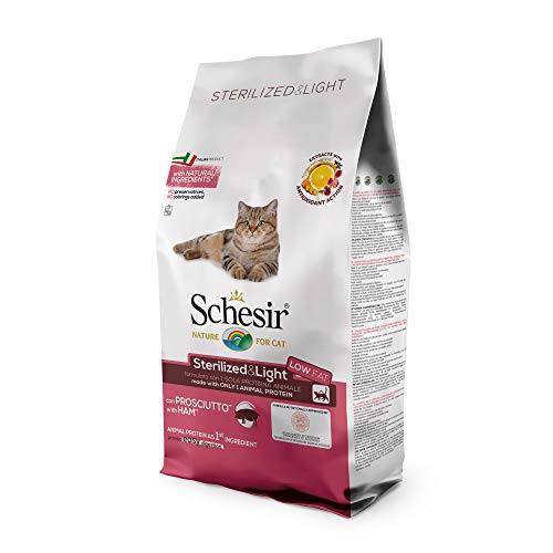 Detalle de Schesir Linea Light – Cibo Secco per Gatti Adulti Sterilizzati, con Prosciutto, Sacco da 10 Kg