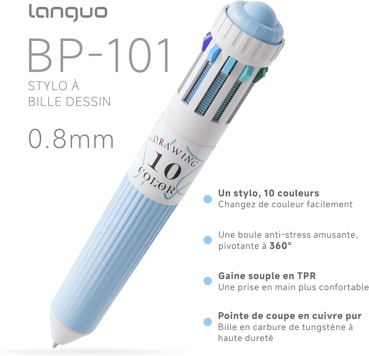 Thumbnail 1 de Languo 60 Colours Multicolour Pen Set (6 x 10-in-1), 0.8mm Retractable Ballpoint Pens for Writing and Drawing
