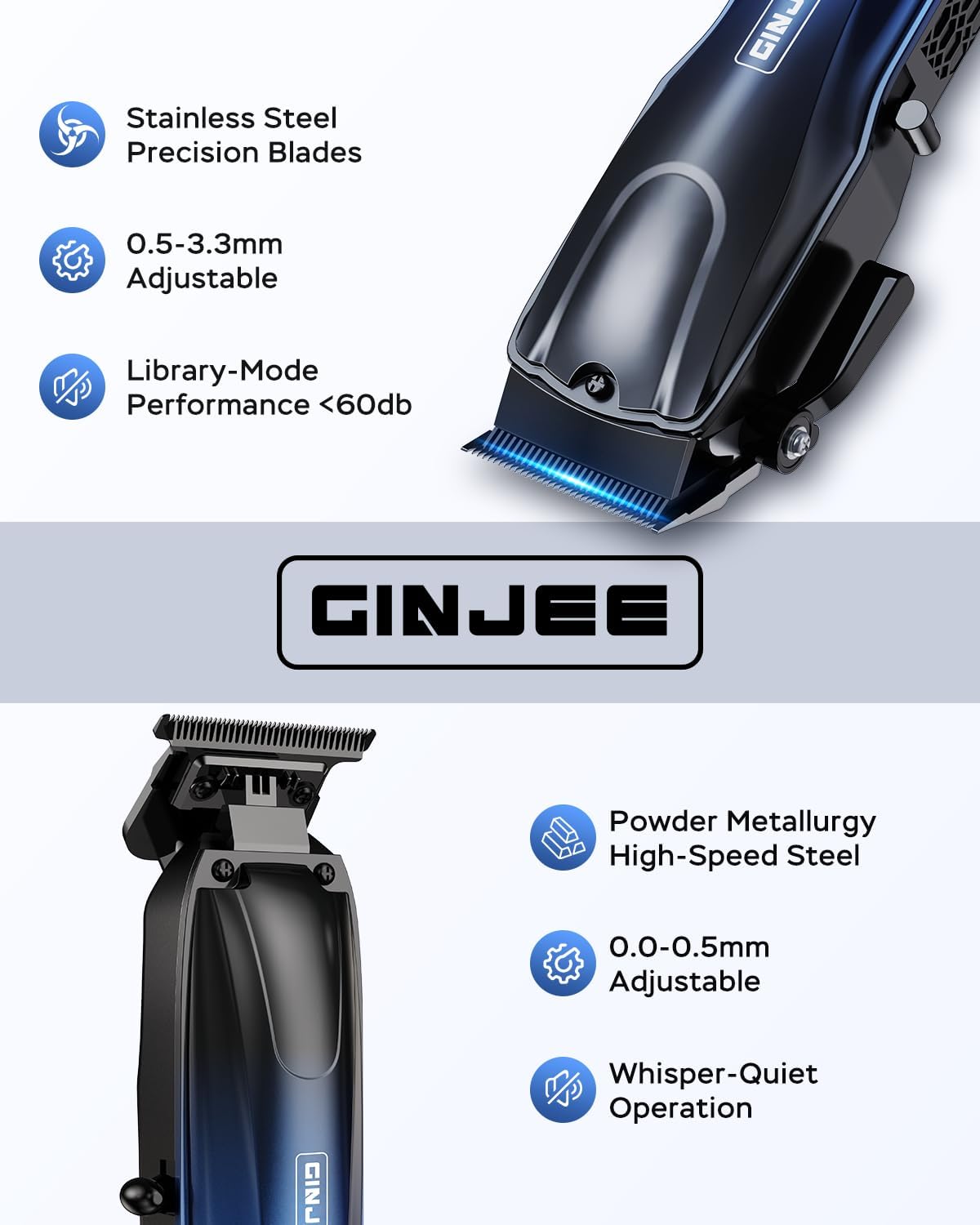 Detalle 2 de GinJee Professional Hair Clippers with Fade Lever ⚙