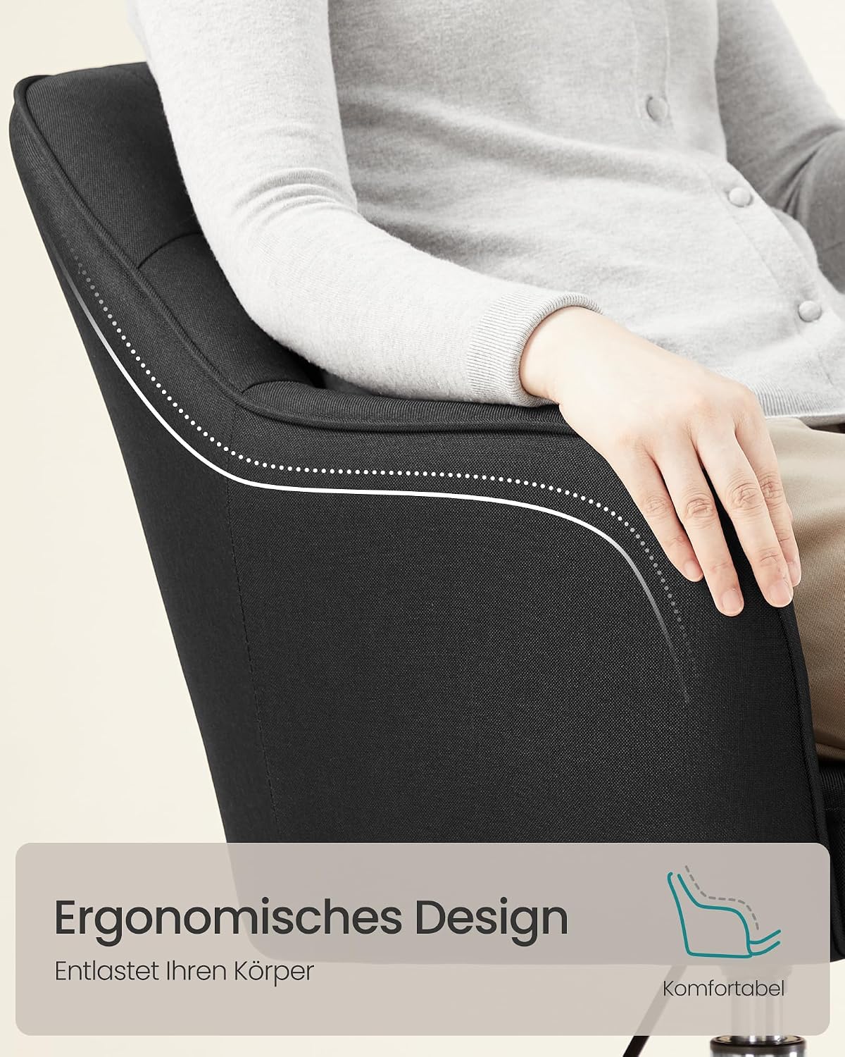 Thumbnail 4 de SONGMICS Homeoffice-Drehstuhl OBG019B01 (höhenverstellbar, bis 110 kg) mit atmungsaktivem Stoff, schwarz