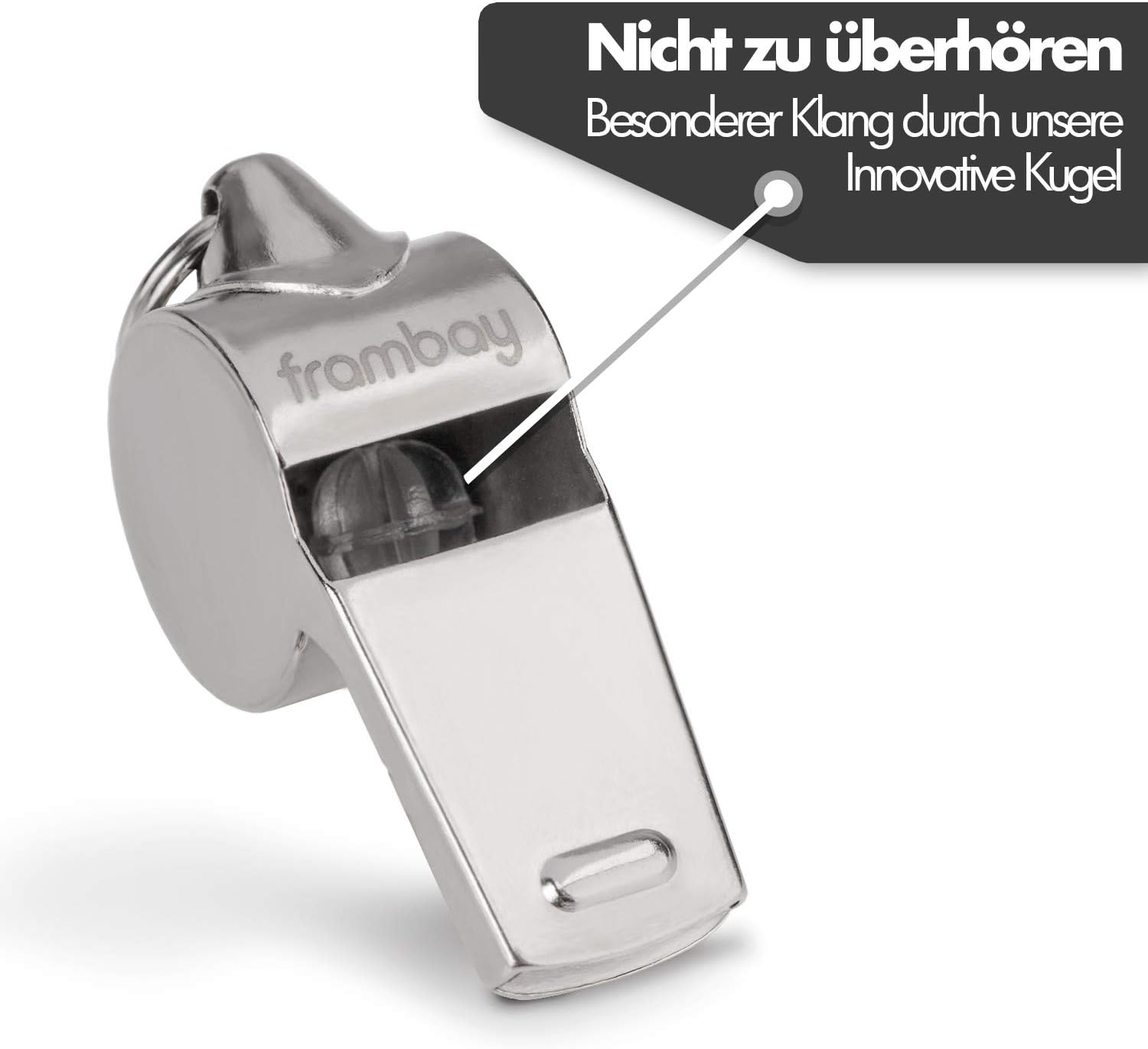 Detalle de Frambay Trillerpfeife mit AirSpin-Kugel – Schiedsrichter-, Signal- und Trainingspfeife