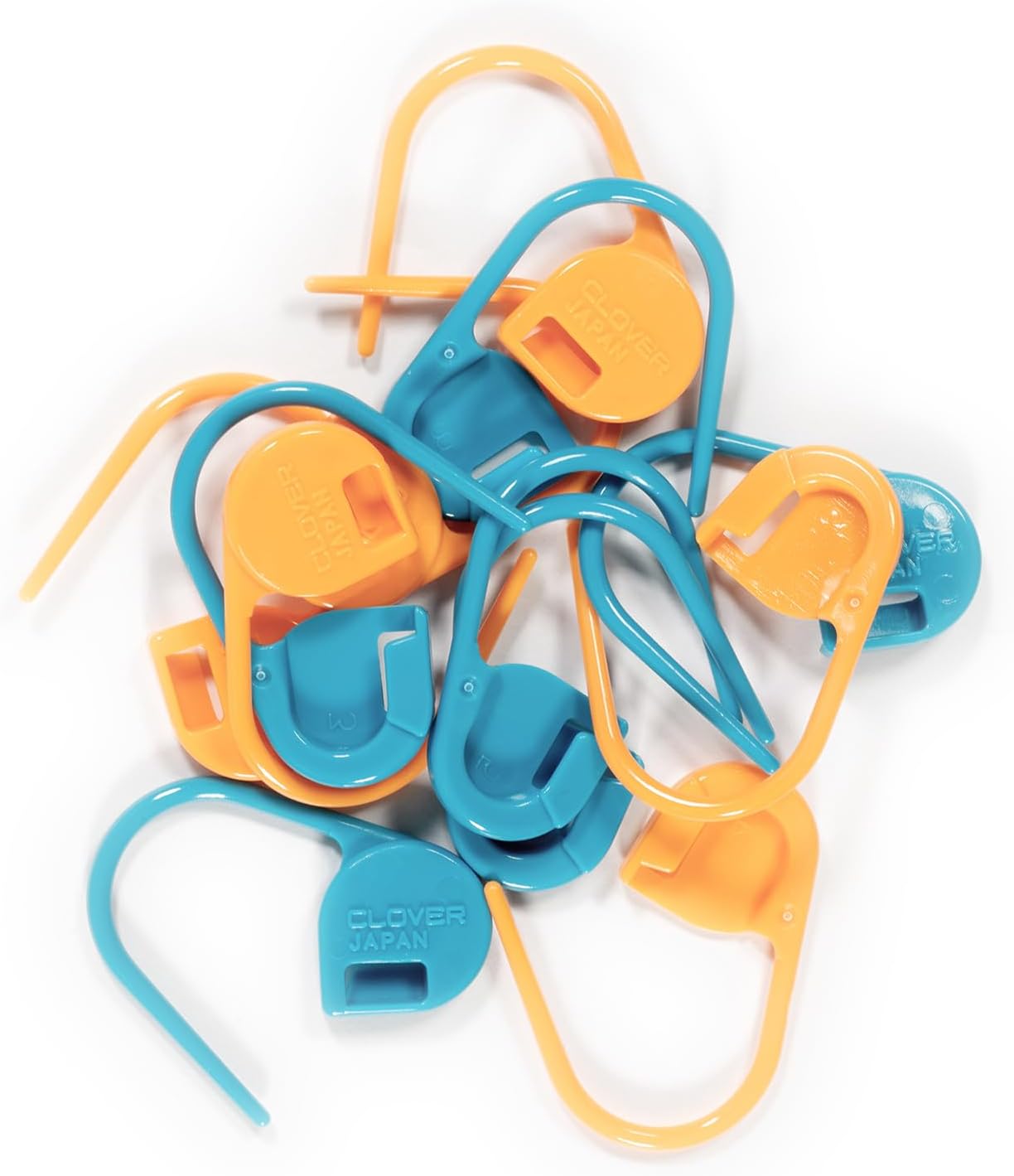 Detalle 1 de Clover Jumbo Locking Stitch Markers, Multicoloured, 12 Pack for Bulky Yarn